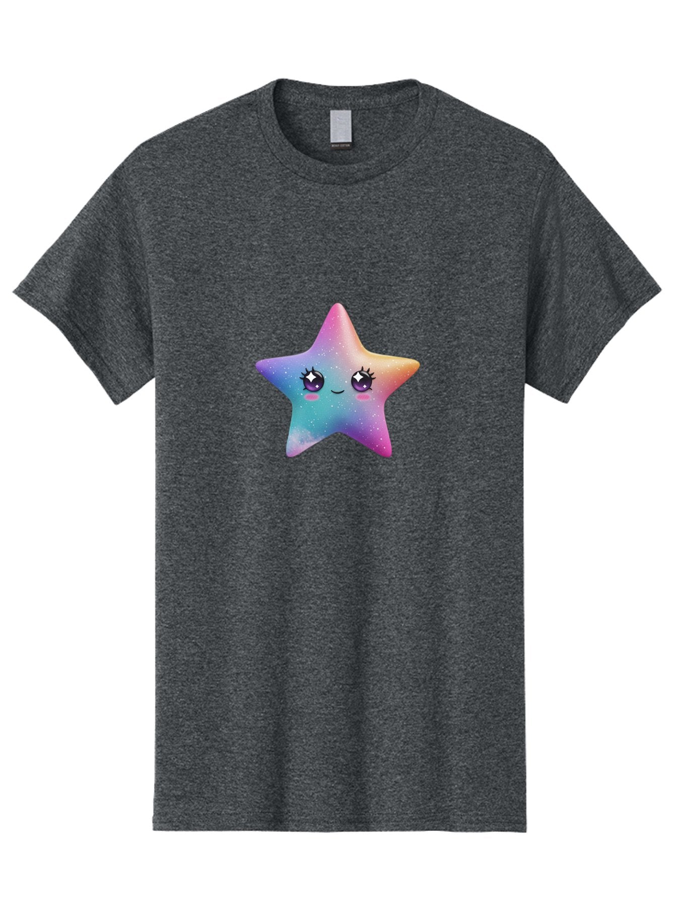 Kawaii-Star Men'S Graphic Tee, 100% Cotton, Comfortable Casual Summer Wear, Machine Washable, Cute Star, Cartoon Character, Pastel Colors, Sparkles And Shine, Positive Vibes, Magical Expression, Feminine Charm, Whimsical Design, Magical, Bad250 10