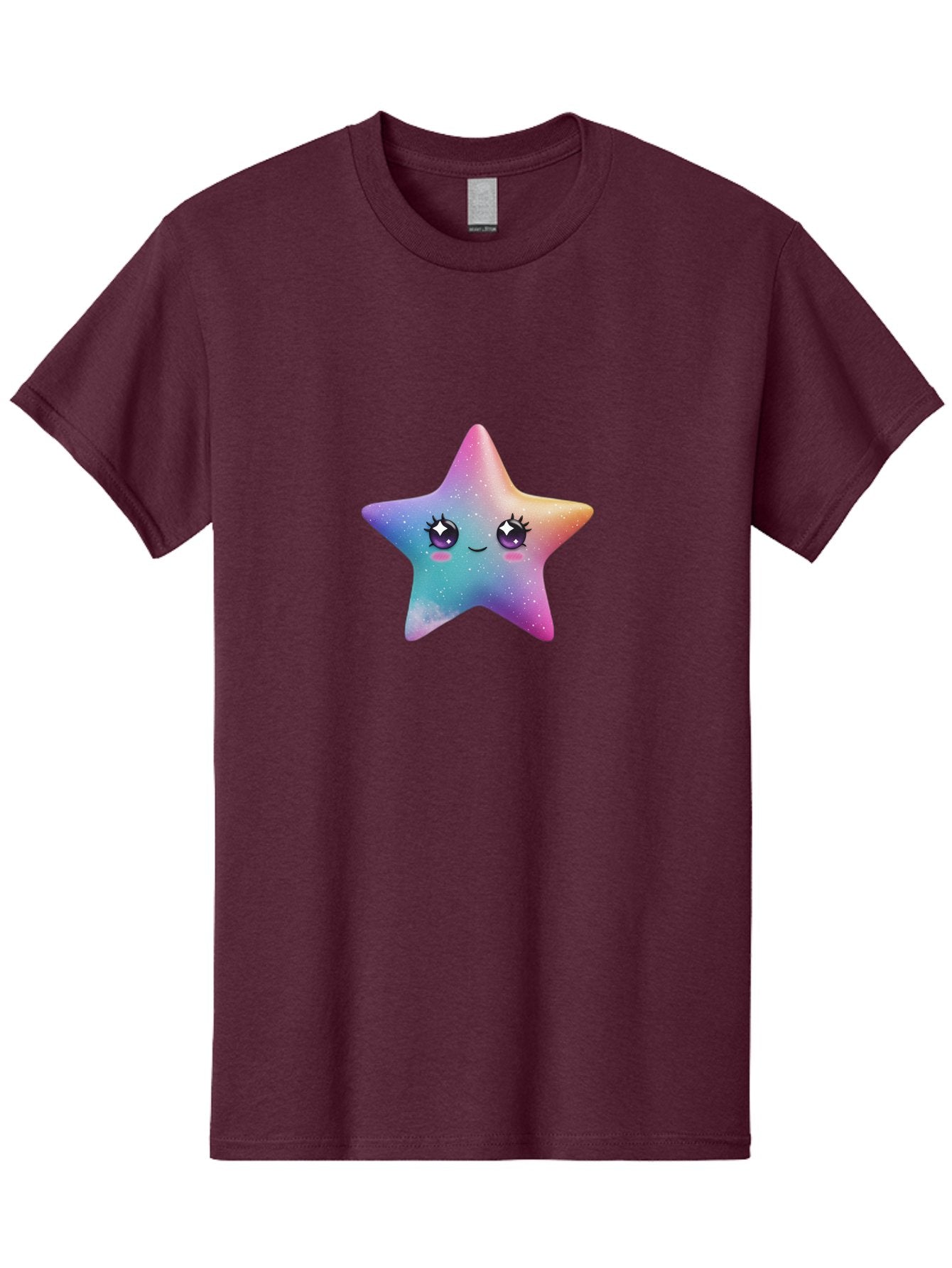 Kawaii-Star Men'S Graphic Tee, 100% Cotton, Comfortable Casual Summer Wear, Machine Washable, Cute Star, Cartoon Character, Pastel Colors, Sparkles And Shine, Positive Vibes, Magical Expression, Feminine Charm, Whimsical Design, Magical, Bad250 4