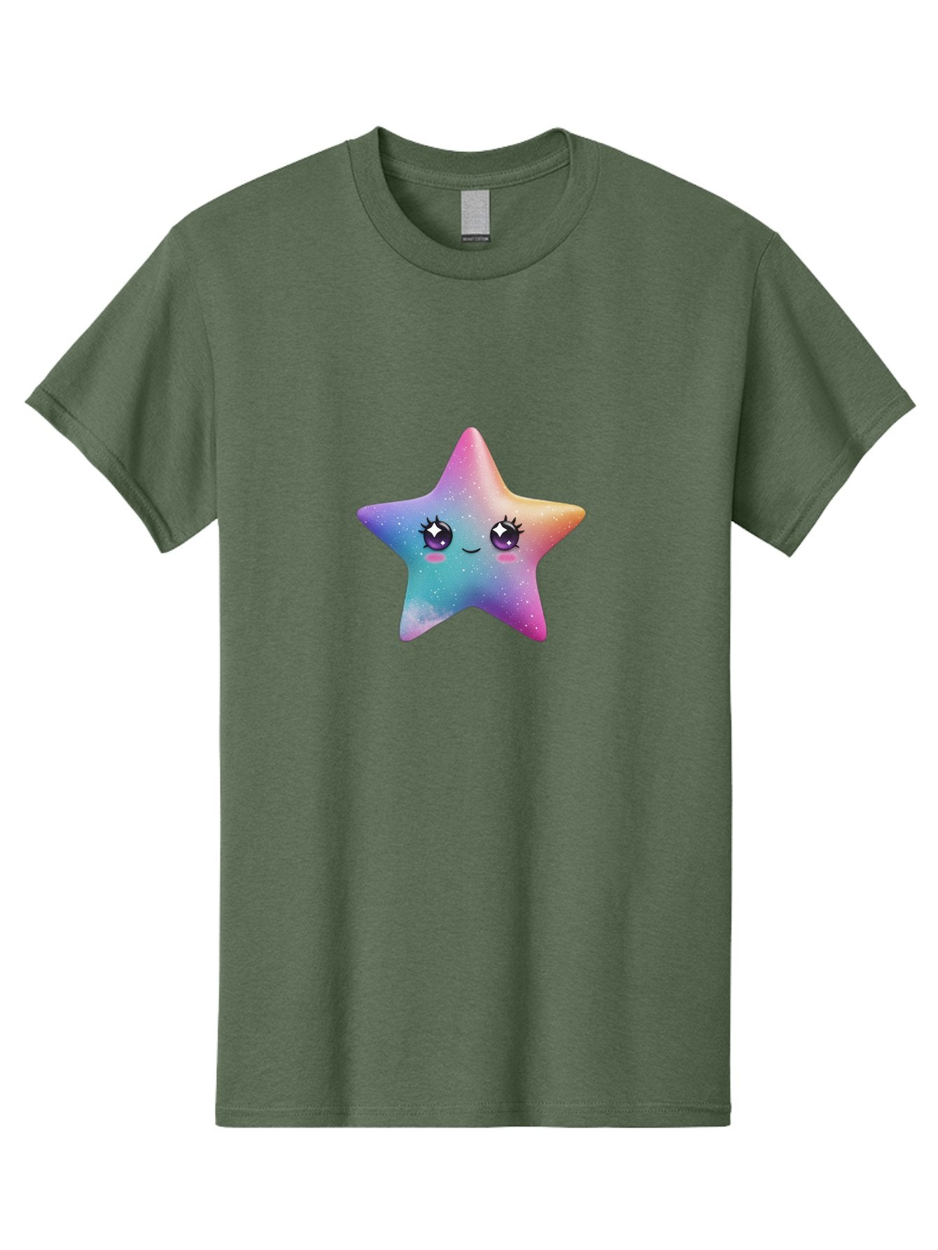 Kawaii-Star Men'S Graphic Tee, 100% Cotton, Comfortable Casual Summer Wear, Machine Washable, Cute Star, Cartoon Character, Pastel Colors, Sparkles And Shine, Positive Vibes, Magical Expression, Feminine Charm, Whimsical Design, Magical, Bad250 12