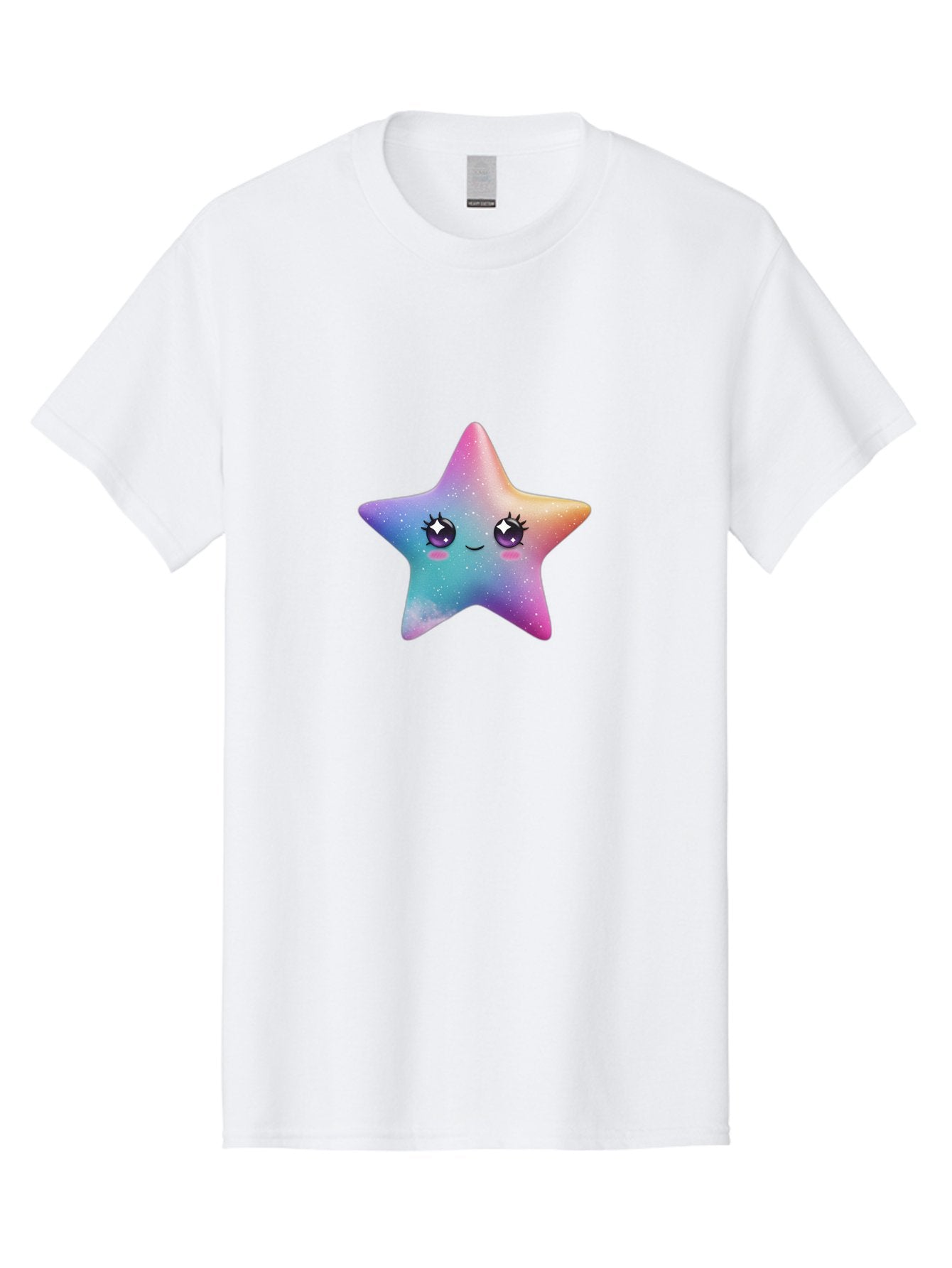 Kawaii-Star Men'S Graphic Tee, 100% Cotton, Comfortable Casual Summer Wear, Machine Washable, Cute Star, Cartoon Character, Pastel Colors, Sparkles And Shine, Positive Vibes, Magical Expression, Feminine Charm, Whimsical Design, Magical, Bad250 6