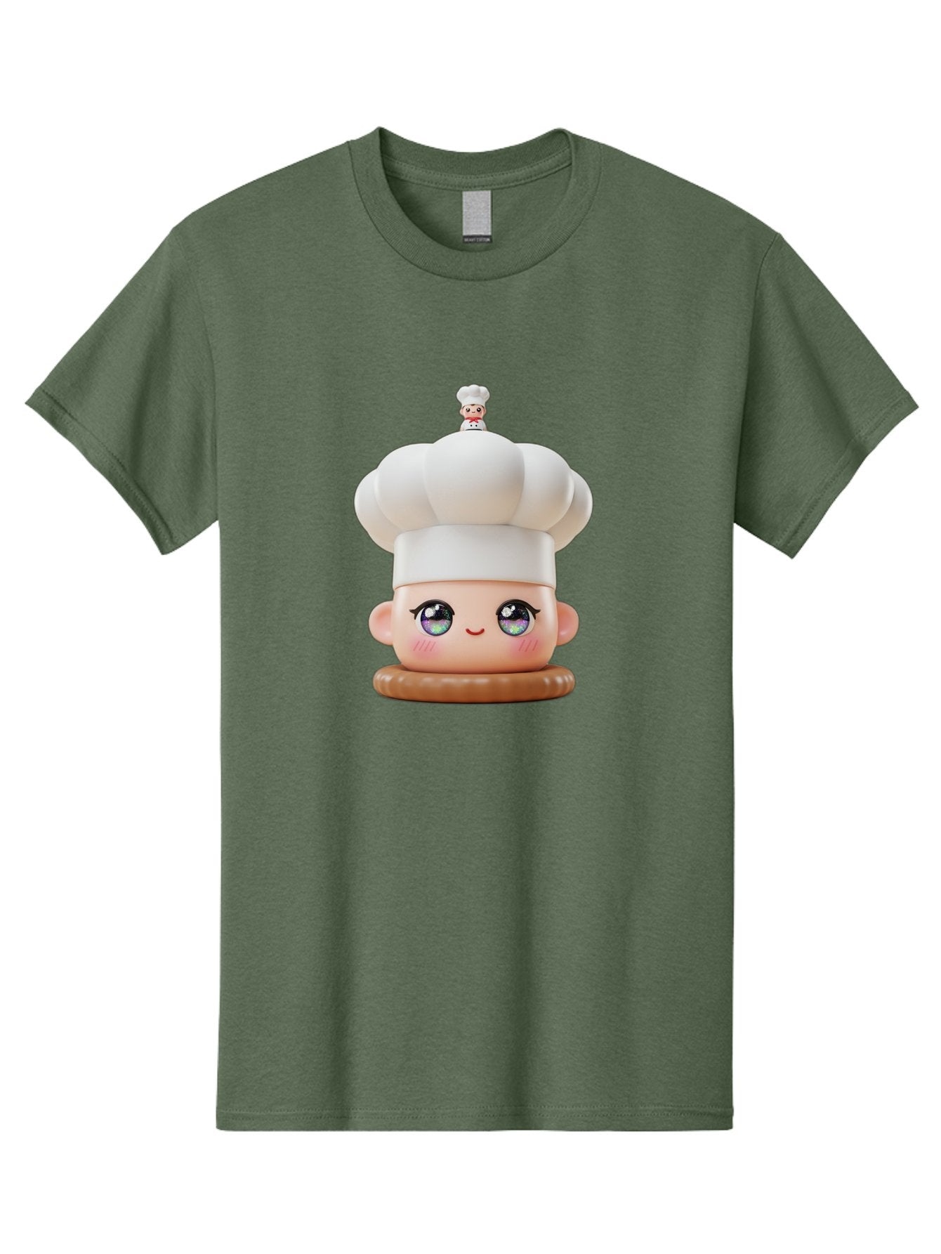 L-O-L-Surprise-Chef Men'S Graphic Tee, 100% Cotton, Comfortable Casual Summer Wear, Machine Washable, Kawaii Chef Figurine, Cute Chef Hat, Cartoon Character, Pastel Colors, Chef Toy, Adorable Face, Collector'S Item, Whimsical Design, Bad255