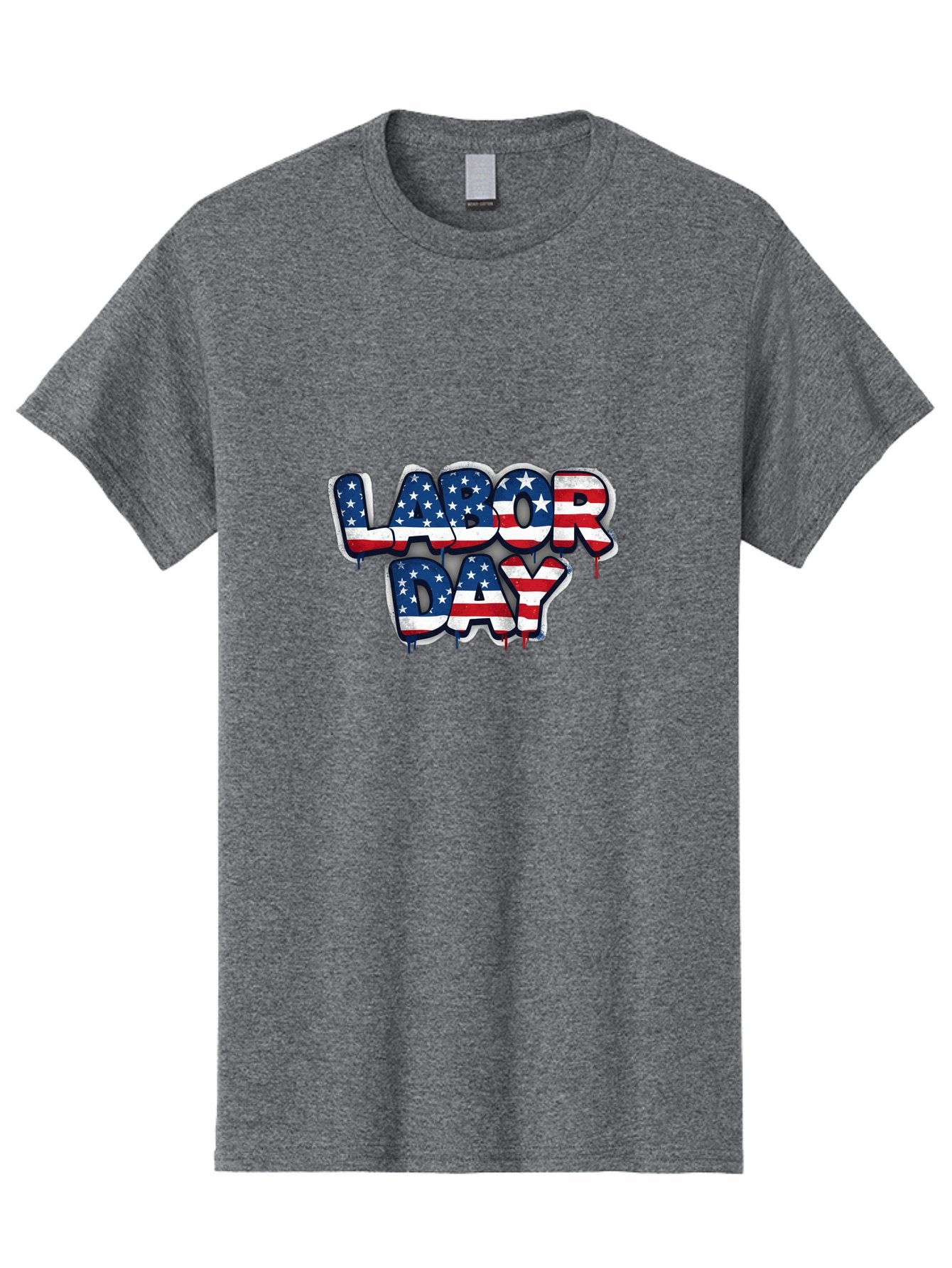 Labor-Day-2 Men'S Graphic Tee, 100% Cotton, Comfortable Casual Summer Wear, Machine Washable, Labor Day Celebration, American Flag, Patriotic Design, Graffiti Style, Red White Blue Colors, Stars And Stripes, Holiday Graphics, Bad258