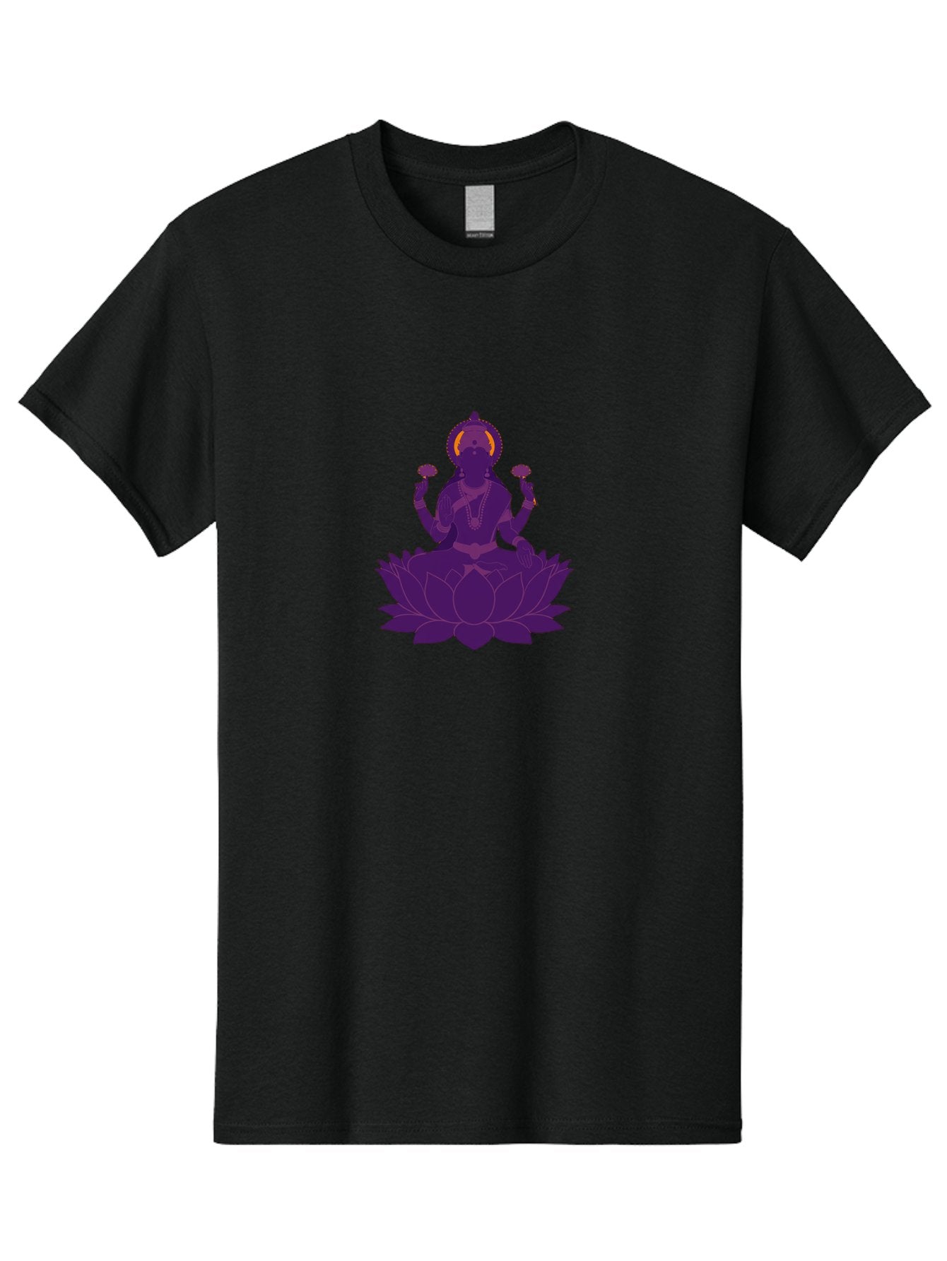 Lakshmi-2 Men'S Graphic Tee, 100% Cotton, Comfortable Casual Summer Wear, Machine Washable, Hindu Goddess, Lotus Flower, Multi-Armed Deity, Spiritual Symbolism, Sacred Geometry, Mystic Iconography, Purple Silhouette, Floral Motifs, Bad266 13
