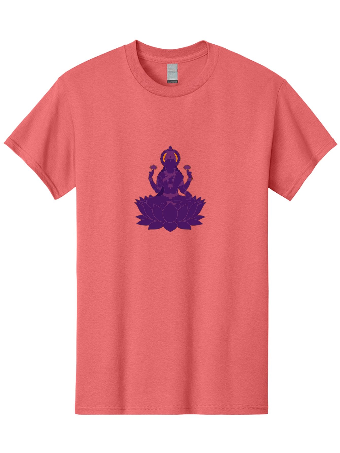 Lakshmi-2 Men'S Graphic Tee, 100% Cotton, Comfortable Casual Summer Wear, Machine Washable, Hindu Goddess, Lotus Flower, Multi-Armed Deity, Spiritual Symbolism, Sacred Geometry, Mystic Iconography, Purple Silhouette, Floral Motifs, Bad266 3