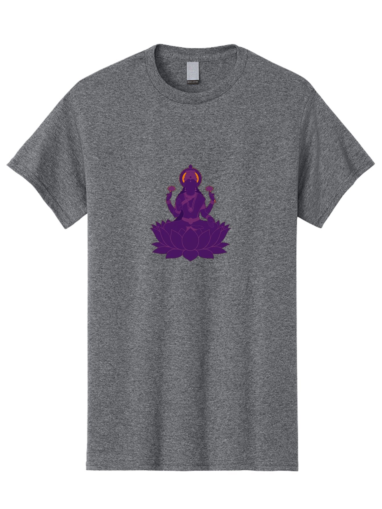 Lakshmi-2 Men'S Graphic Tee, 100% Cotton, Comfortable Casual Summer Wear, Machine Washable, Hindu Goddess, Lotus Flower, Multi-Armed Deity, Spiritual Symbolism, Sacred Geometry, Mystic Iconography, Purple Silhouette, Floral Motifs, Bad266 9
