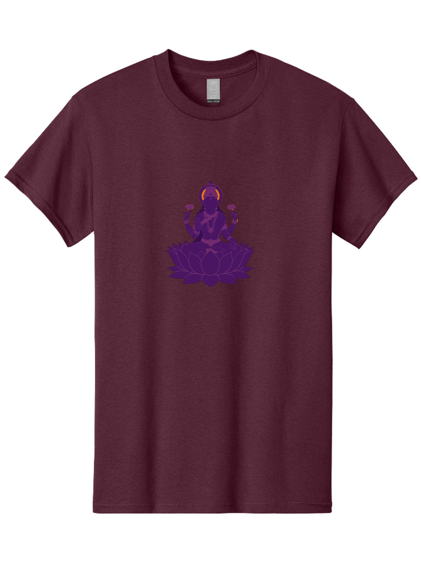 Lakshmi-2 Men'S Graphic Tee, 100% Cotton, Comfortable Casual Summer Wear, Machine Washable, Hindu Goddess, Lotus Flower, Multi-Armed Deity, Spiritual Symbolism, Sacred Geometry, Mystic Iconography, Purple Silhouette, Floral Motifs, Bad266 10