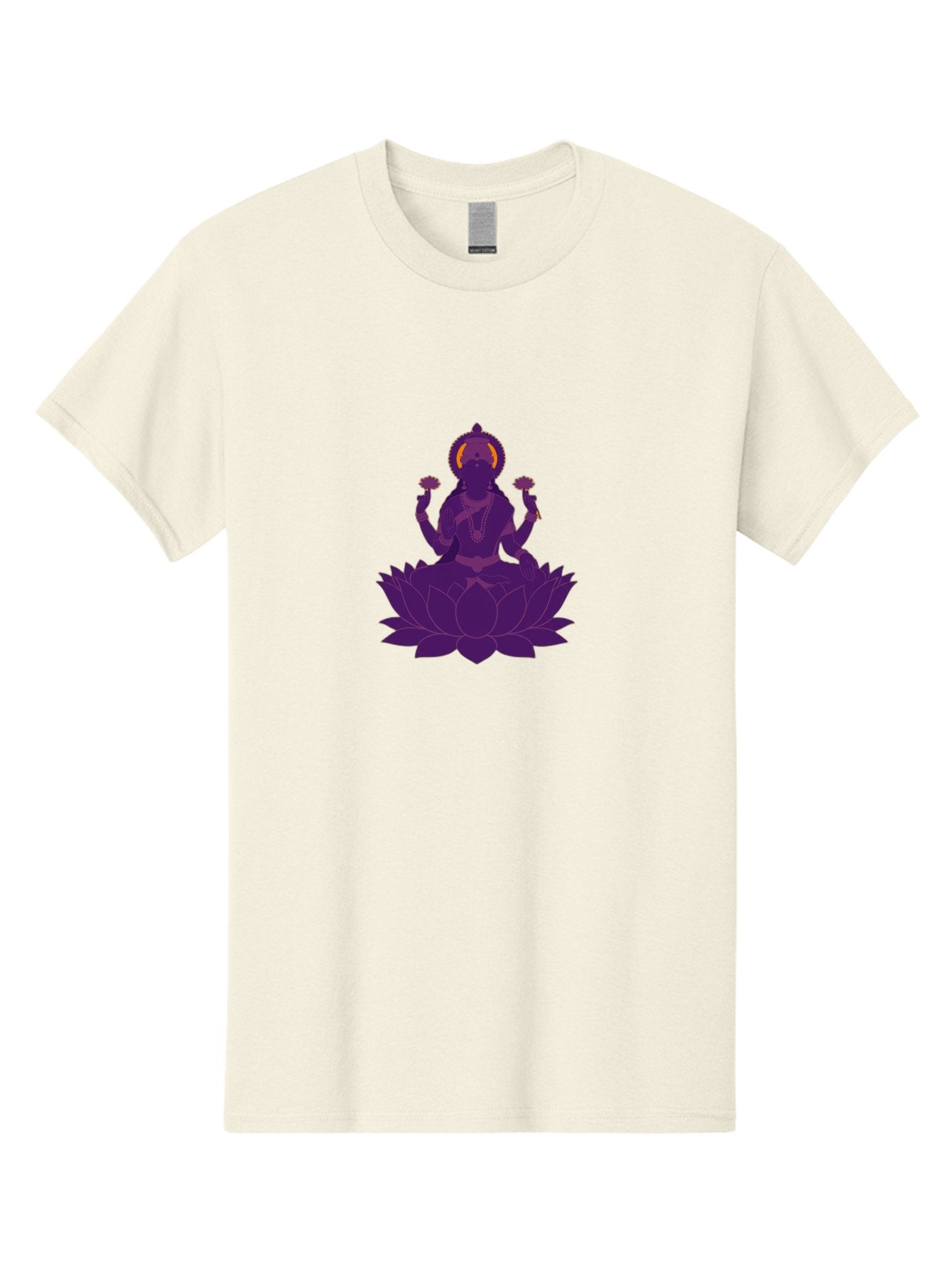 Lakshmi-2 Men'S Graphic Tee, 100% Cotton, Comfortable Casual Summer Wear, Machine Washable, Hindu Goddess, Lotus Flower, Multi-Armed Deity, Spiritual Symbolism, Sacred Geometry, Mystic Iconography, Purple Silhouette, Floral Motifs, Bad266 4