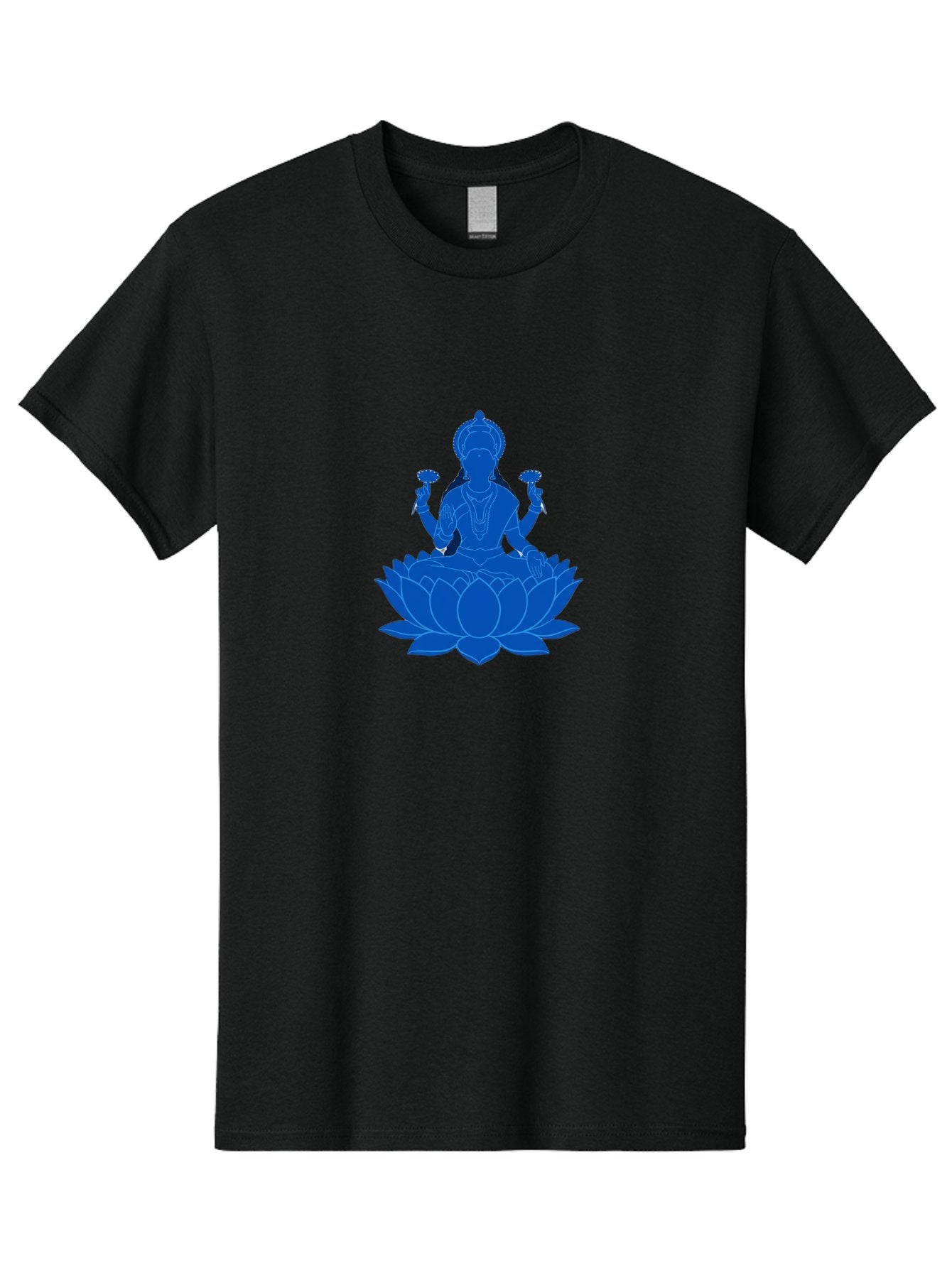 Lakshmi Men'S Graphic Tee, 100% Cotton, Comfortable Casual Summer Wear, Machine Washable, Goddess Lakshmi, Lotus Flower, Spiritual Symbolism, Hindu Mythology, Serene Pose, Symbolic Jewelry, Tranquil Atmosphere, Yoga, Meditation, Inner Peace, Bad270 3