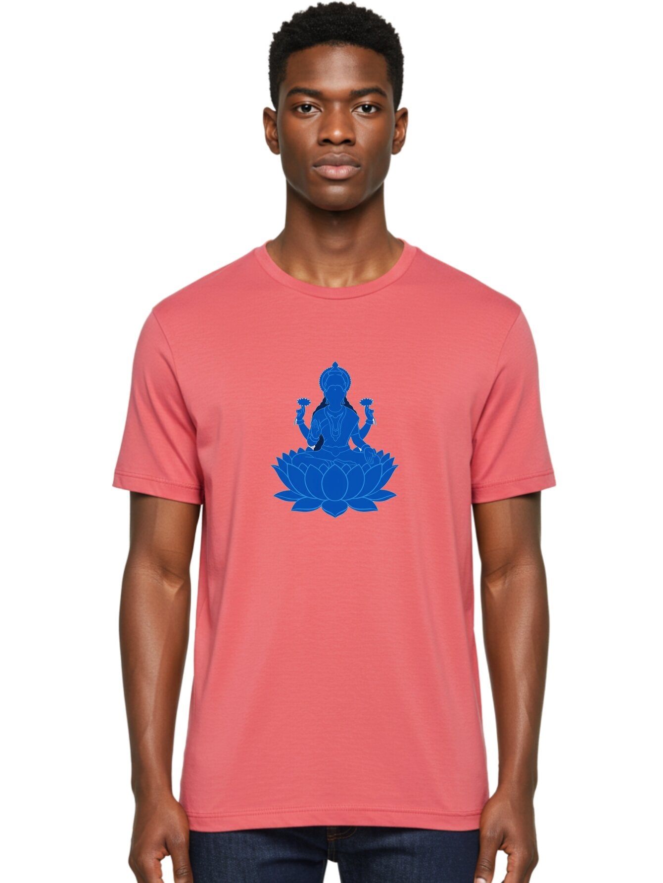 Lakshmi Men'S Graphic Tee, 100% Cotton, Comfortable Casual Summer Wear, Machine Washable, Goddess Lakshmi, Lotus Flower, Spiritual Symbolism, Hindu Mythology, Serene Pose, Symbolic Jewelry, Tranquil Atmosphere, Yoga, Meditation, Inner Peace, Bad270 23