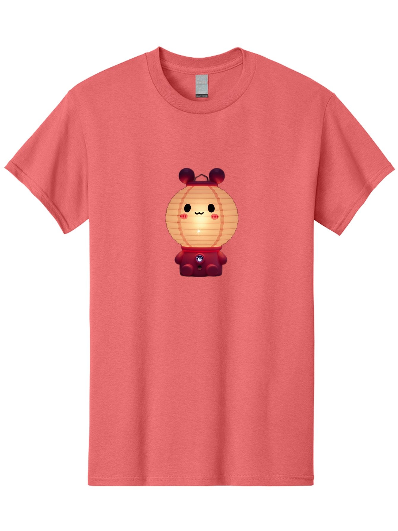Lantern-Character Men'S Graphic Tee, 100% Cotton, Comfortable Casual Summer Wear, Machine Washable, Kawaii Lantern Character, Cute Cartoon Design, Adorable Face, Red Lantern Costume, Glowing Light, Cartoonish Features, Anime Style, Bad273 11