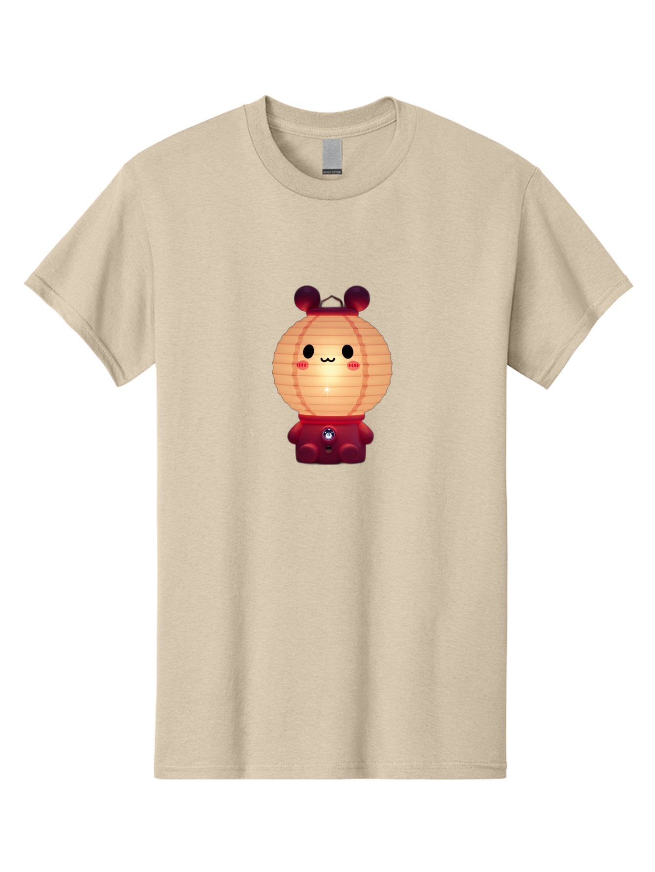 Lantern-Character Men'S Graphic Tee, 100% Cotton, Comfortable Casual Summer Wear, Machine Washable, Kawaii Lantern Character, Cute Cartoon Design, Adorable Face, Red Lantern Costume, Glowing Light, Cartoonish Features, Anime Style, Bad273 7