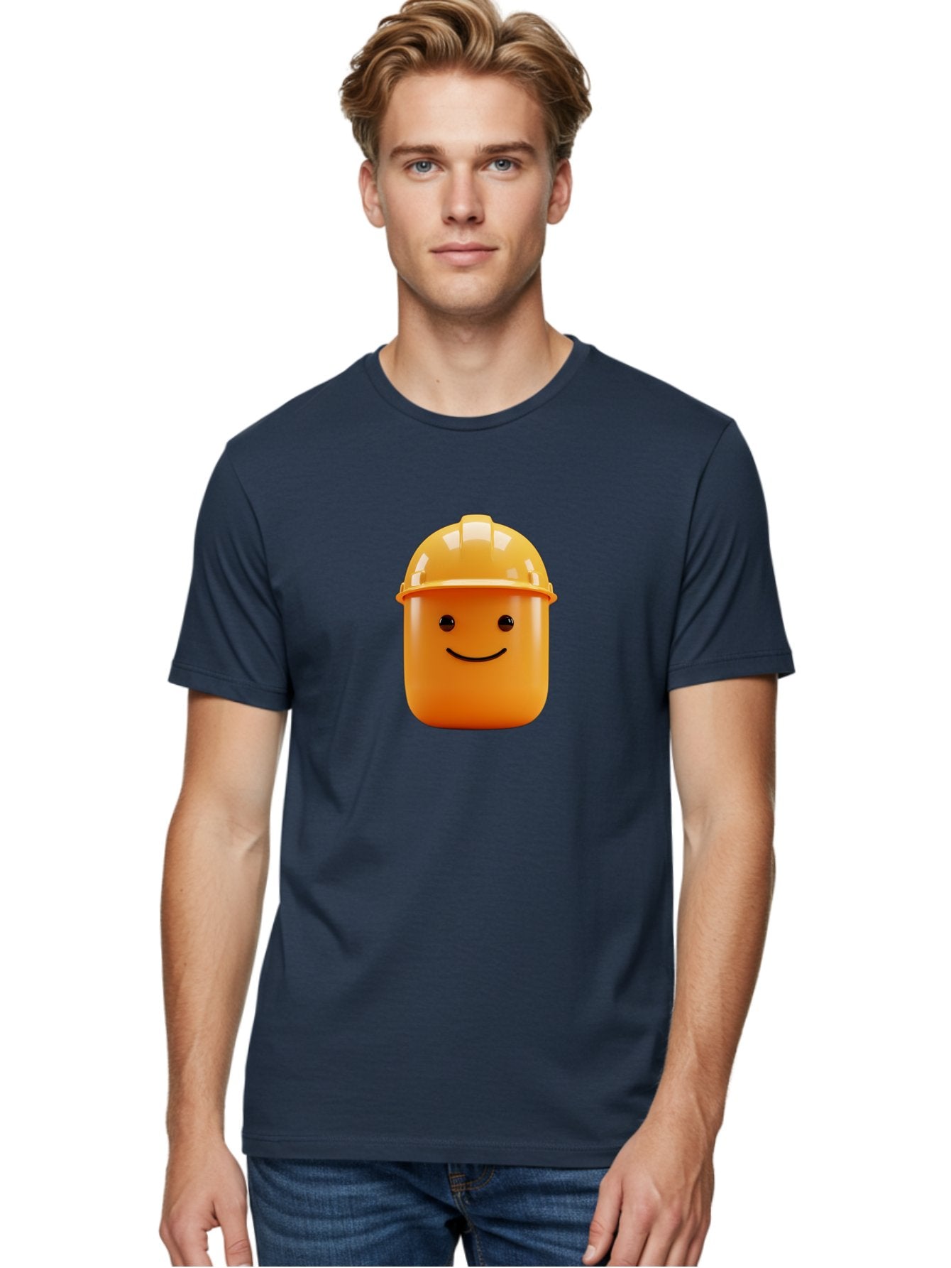 Lego-Minifigure-Head Men'S Graphic Tee, 100% Cotton, Comfortable Casual Summer Wear, Machine Washable, Lego Minifigure Head, Yellow Hard Hat, Smiling Face, Cartoon Character, Construction Theme, Playful Design, Fun Graphic, Lego Character, Bad276 29
