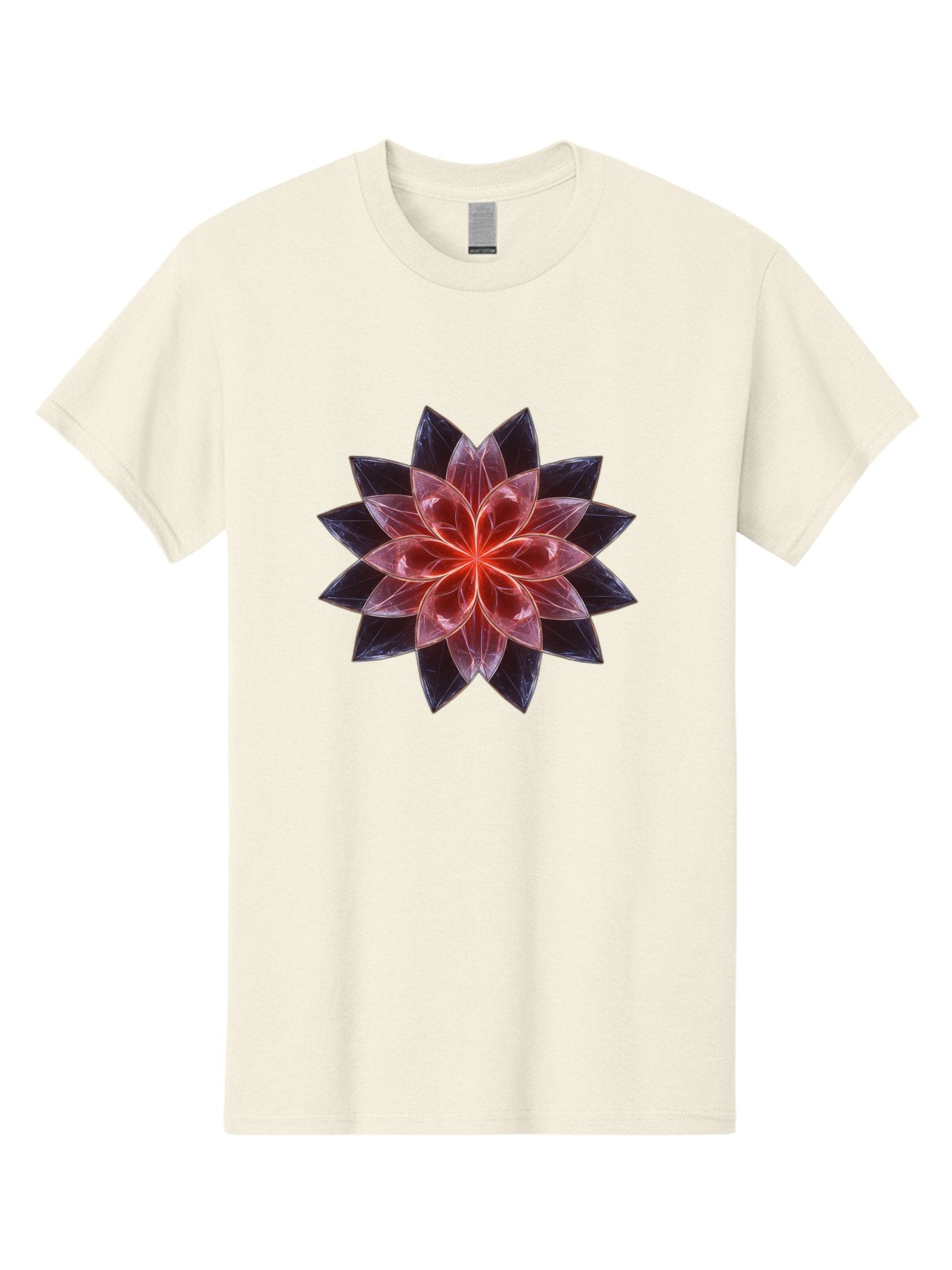 Lotus-Flower Men'S Graphic Tee, 100% Cotton, Comfortable Casual Summer Wear, Machine Washable, Lotus Flower, Geometric Pattern, Symmetrical Design, Floral Motif, Abstract Art, Vibrant Colors, Sacred Geometry, Mandala, Spiritual Symbol, Bad281