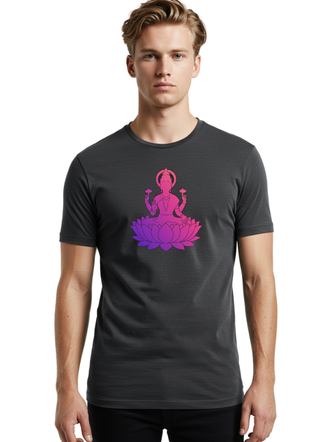 Lotus-Goddess Men'S Graphic Tee, 100% Cotton, Comfortable Casual Summer Wear, Machine Washable, Lotus Flower, Goddess, Meditation, Spirituality, Peace, Serenity, Yoga, Zen, Mindfulness, Sacred Geometry, Lotus Position, Spiritual Awakening Bad282 18