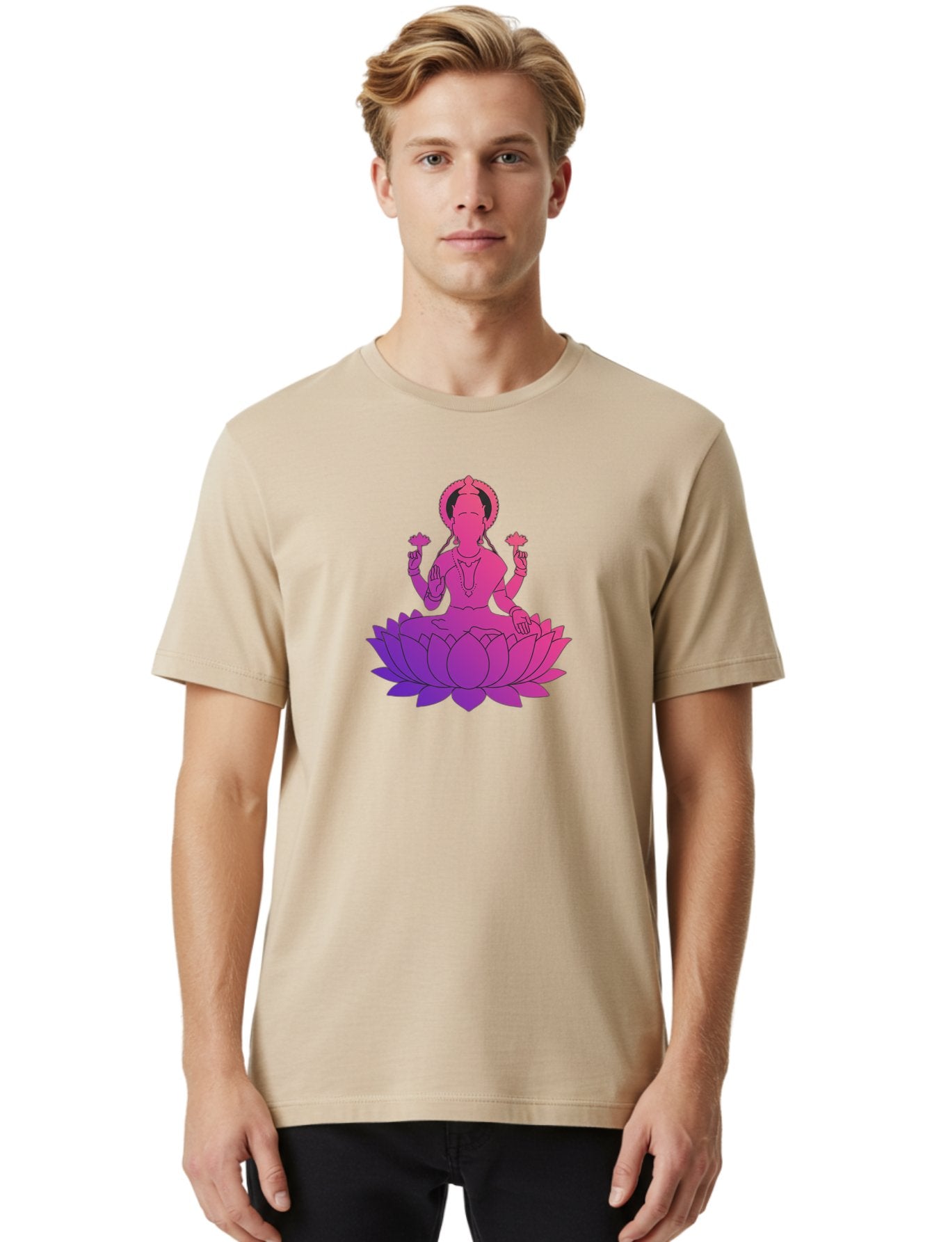 Lotus-Goddess Men'S Graphic Tee, 100% Cotton, Comfortable Casual Summer Wear, Machine Washable, Lotus Flower, Goddess, Meditation, Spirituality, Peace, Serenity, Yoga, Zen, Mindfulness, Sacred Geometry, Lotus Position, Spiritual Awakening Bad282 26