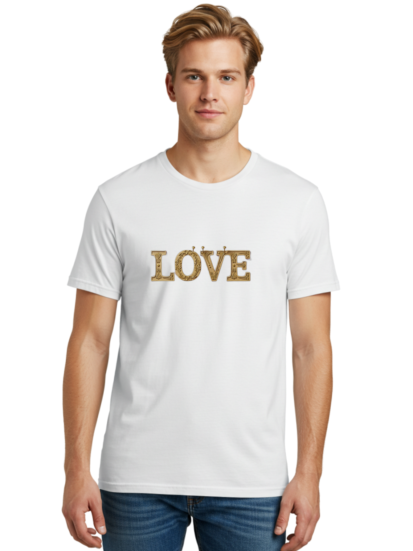 Love Men'S Graphic Tee, 100% Cotton, Comfortable Casual Summer Wear, Machine Washable, Typographic Love, Wooden Letters, Floral Patterns, Decorative Font, Vintage Love, Ornate Design, Romantic Typography, Love Lettering, Decorative Text Bad283 22