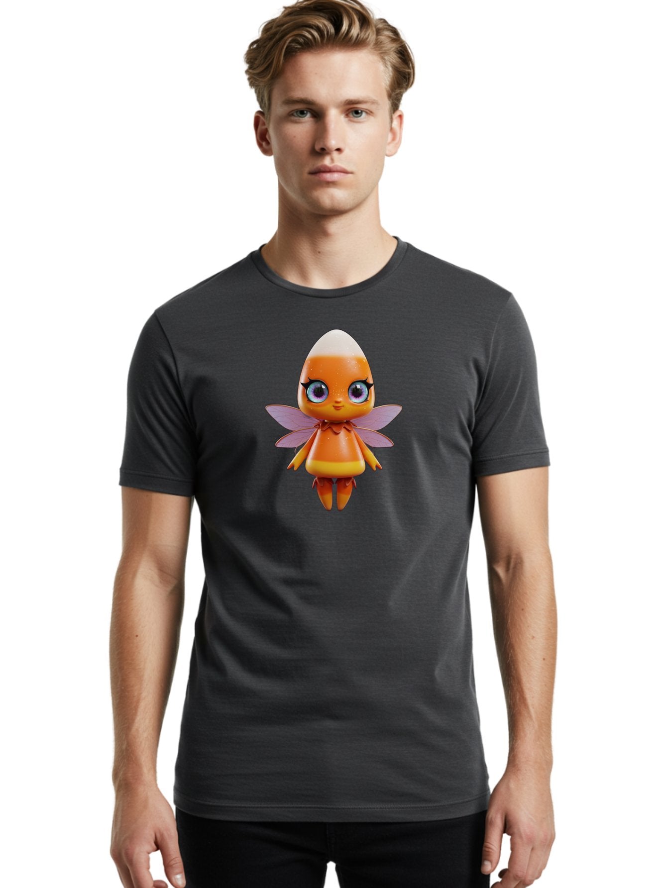 Lps-Fairy Men'S Graphic Tee, 100% Cotton, Comfortable Casual Summer Wear, Machine Washable, Lps Figurine, Fantasy Creature, Fairy Character, Orange Figurine, Purple Wings, Large Cartoon Eyes, Whimsical Design, Collectible Toy, Bad285 24
