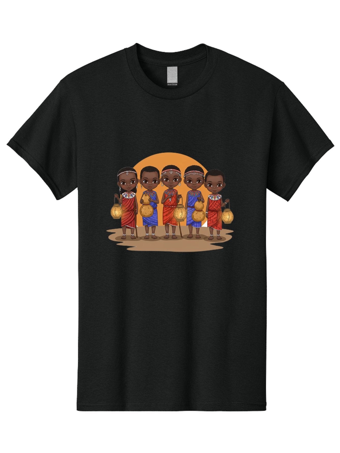 Maasai-Girls Men'S Graphic Tee, 100% Cotton, Comfortable Casual Summer Wear, Machine Washable, Maasai Girls In Traditional Attire, Colorful Clothing, Beaded Jewelry, Carrying Water Jugs, African Culture, Maasai Tribe, Traditional Dress, Bad286 3