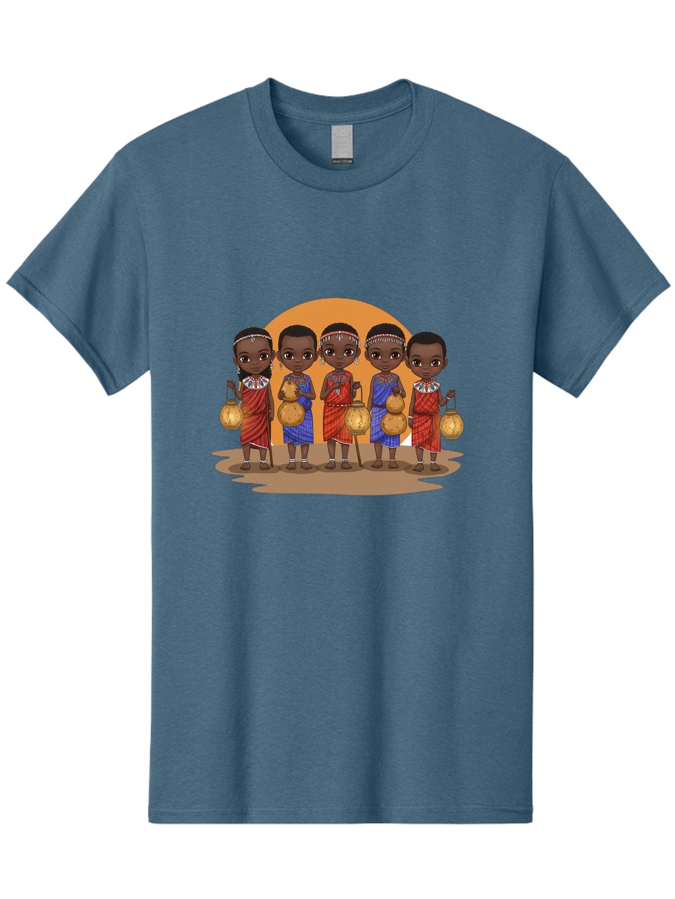 Maasai-Girls Men'S Graphic Tee, 100% Cotton, Comfortable Casual Summer Wear, Machine Washable, Maasai Girls In Traditional Attire, Colorful Clothing, Beaded Jewelry, Carrying Water Jugs, African Culture, Maasai Tribe, Traditional Dress, Bad286 12