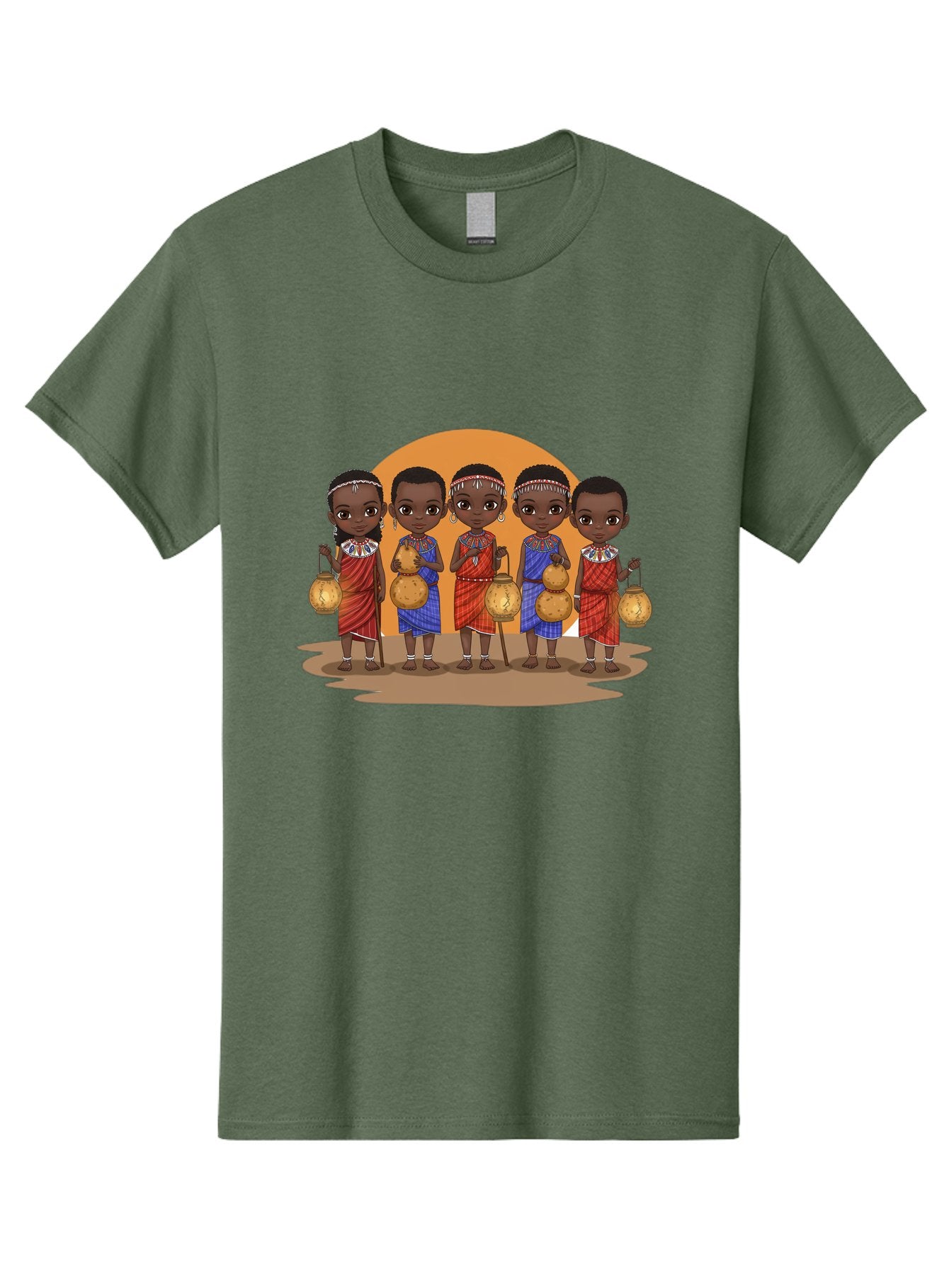 Maasai-Girls Men'S Graphic Tee, 100% Cotton, Comfortable Casual Summer Wear, Machine Washable, Maasai Girls In Traditional Attire, Colorful Clothing, Beaded Jewelry, Carrying Water Jugs, African Culture, Maasai Tribe, Traditional Dress, Bad286 4