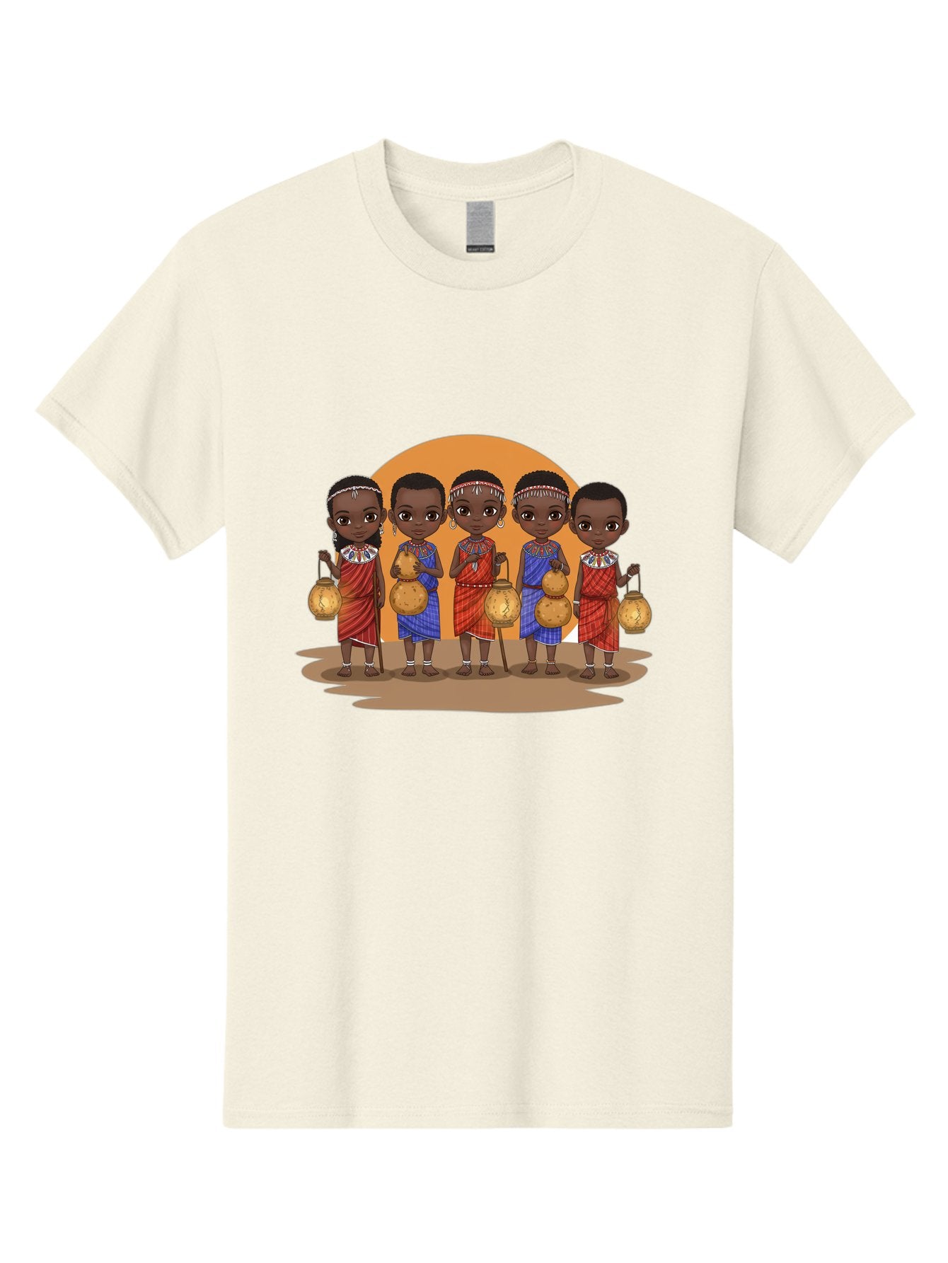 Maasai-Girls Men'S Graphic Tee, 100% Cotton, Comfortable Casual Summer Wear, Machine Washable, Maasai Girls In Traditional Attire, Colorful Clothing, Beaded Jewelry, Carrying Water Jugs, African Culture, Maasai Tribe, Traditional Dress, Bad286 6