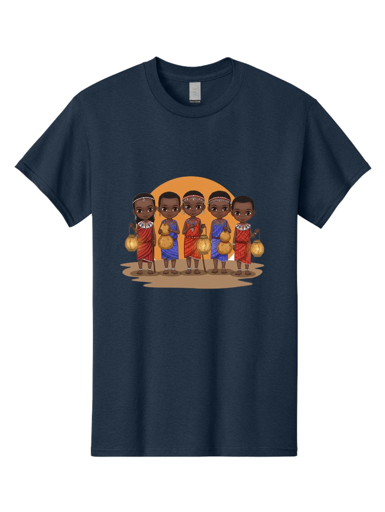 Maasai-Girls Men'S Graphic Tee, 100% Cotton, Comfortable Casual Summer Wear, Machine Washable, Maasai Girls In Traditional Attire, Colorful Clothing, Beaded Jewelry, Carrying Water Jugs, African Culture, Maasai Tribe, Traditional Dress, Bad286 13