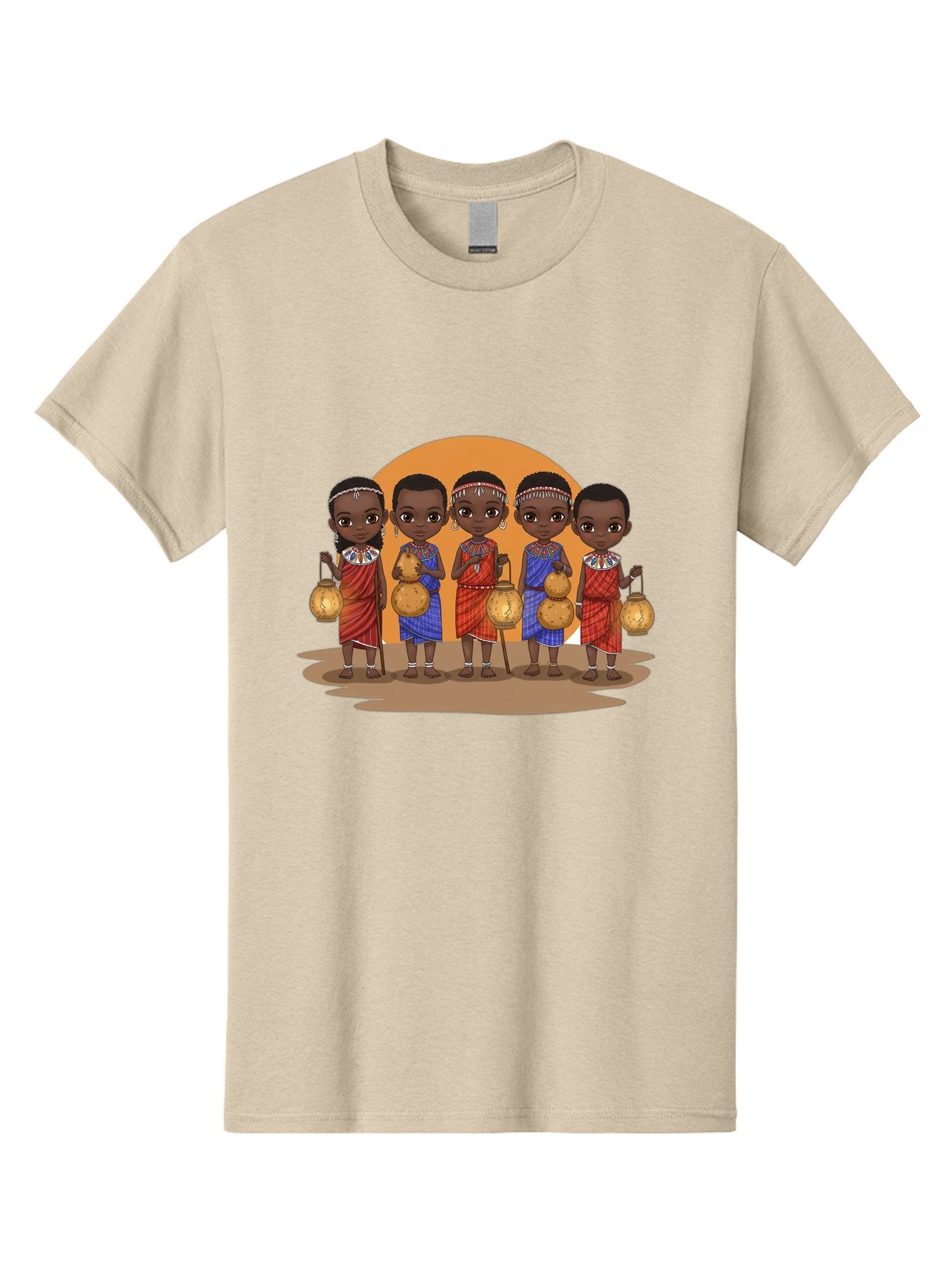 Maasai-Girls Men'S Graphic Tee, 100% Cotton, Comfortable Casual Summer Wear, Machine Washable, Maasai Girls In Traditional Attire, Colorful Clothing, Beaded Jewelry, Carrying Water Jugs, African Culture, Maasai Tribe, Traditional Dress, Bad286 7