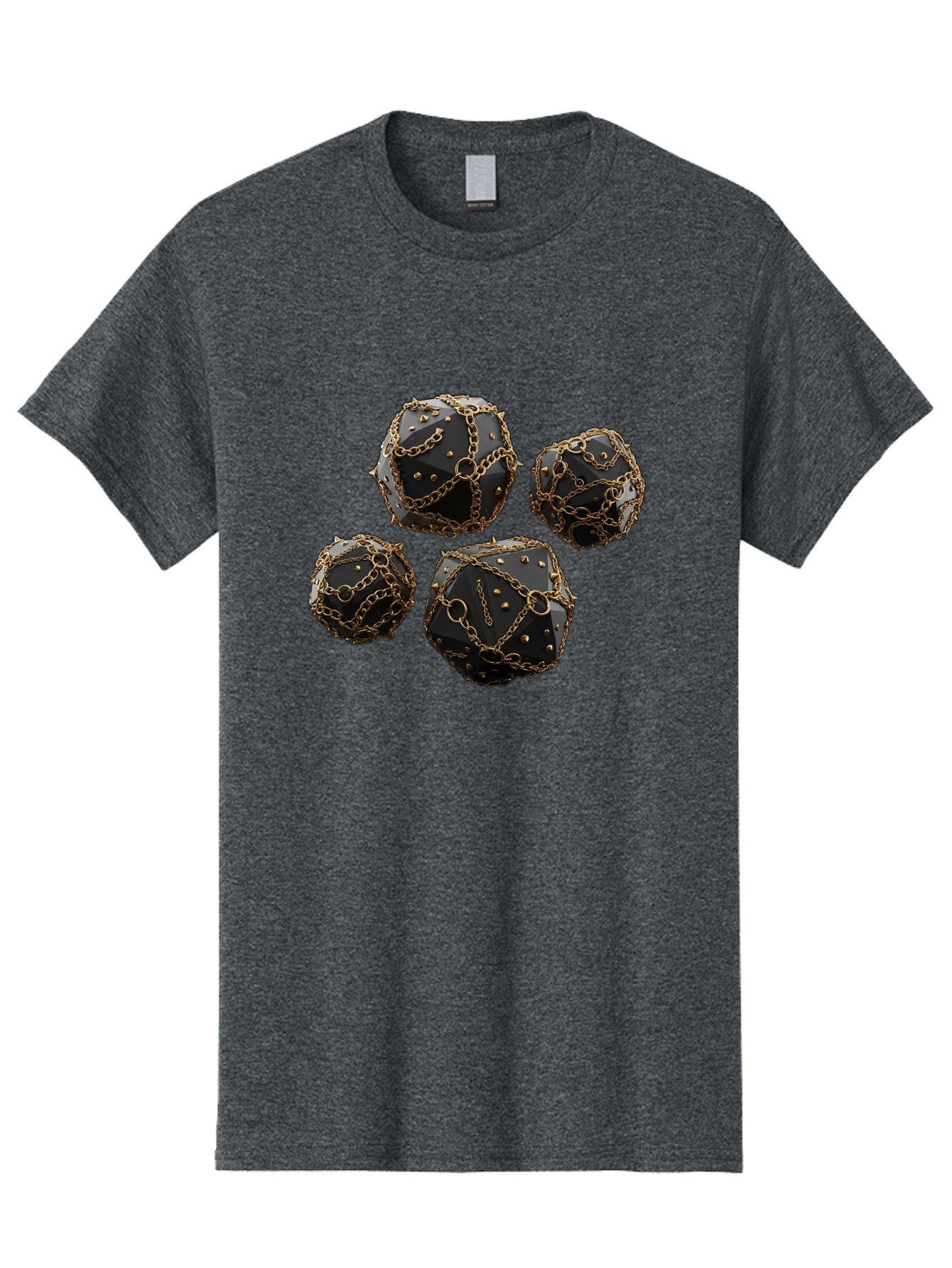 Mace Men'S Graphic Tee, 100% Cotton, Comfortable Casual Summer Wear, Machine Washable, Medieval Spiked Balls, Chain Wrapped, Black And Gold, Historical Warfare, Gothic Design, Heavy Metal, Dark Fantasy, Chainmail Bad287 15