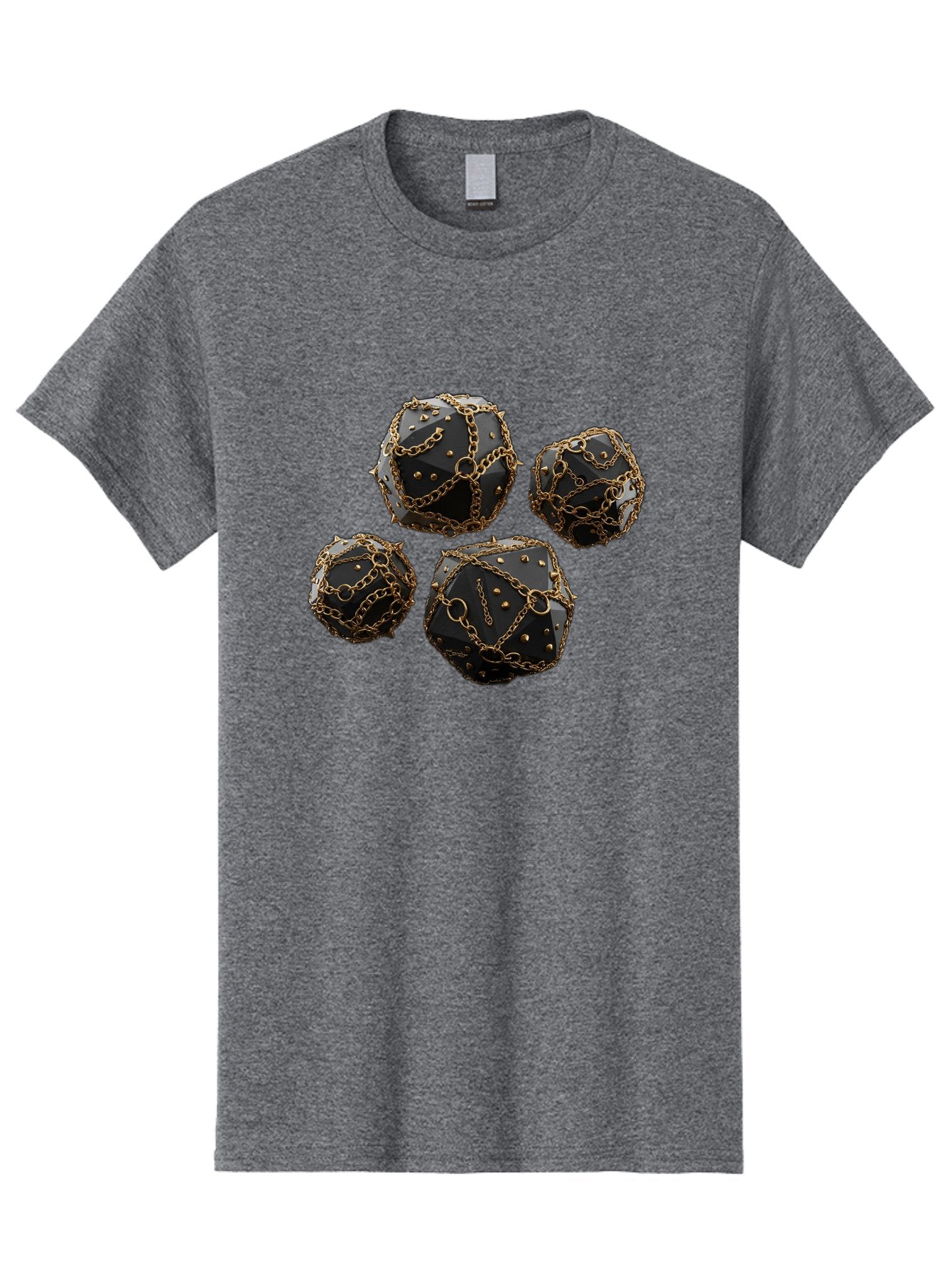 Mace Men'S Graphic Tee, 100% Cotton, Comfortable Casual Summer Wear, Machine Washable, Medieval Spiked Balls, Chain Wrapped, Black And Gold, Historical Warfare, Gothic Design, Heavy Metal, Dark Fantasy, Chainmail Bad287