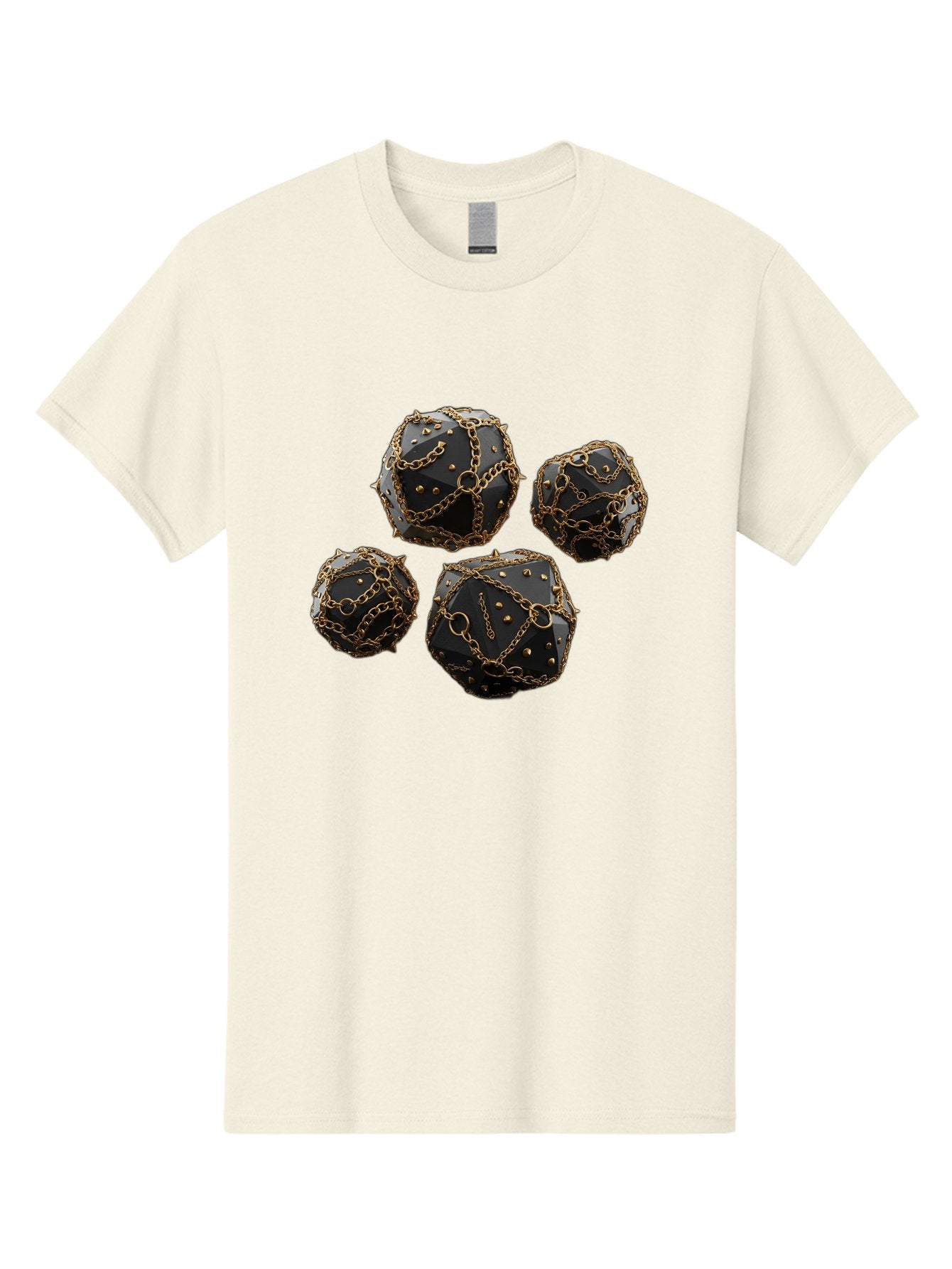 Mace Men'S Graphic Tee, 100% Cotton, Comfortable Casual Summer Wear, Machine Washable, Medieval Spiked Balls, Chain Wrapped, Black And Gold, Historical Warfare, Gothic Design, Heavy Metal, Dark Fantasy, Chainmail Bad287 9