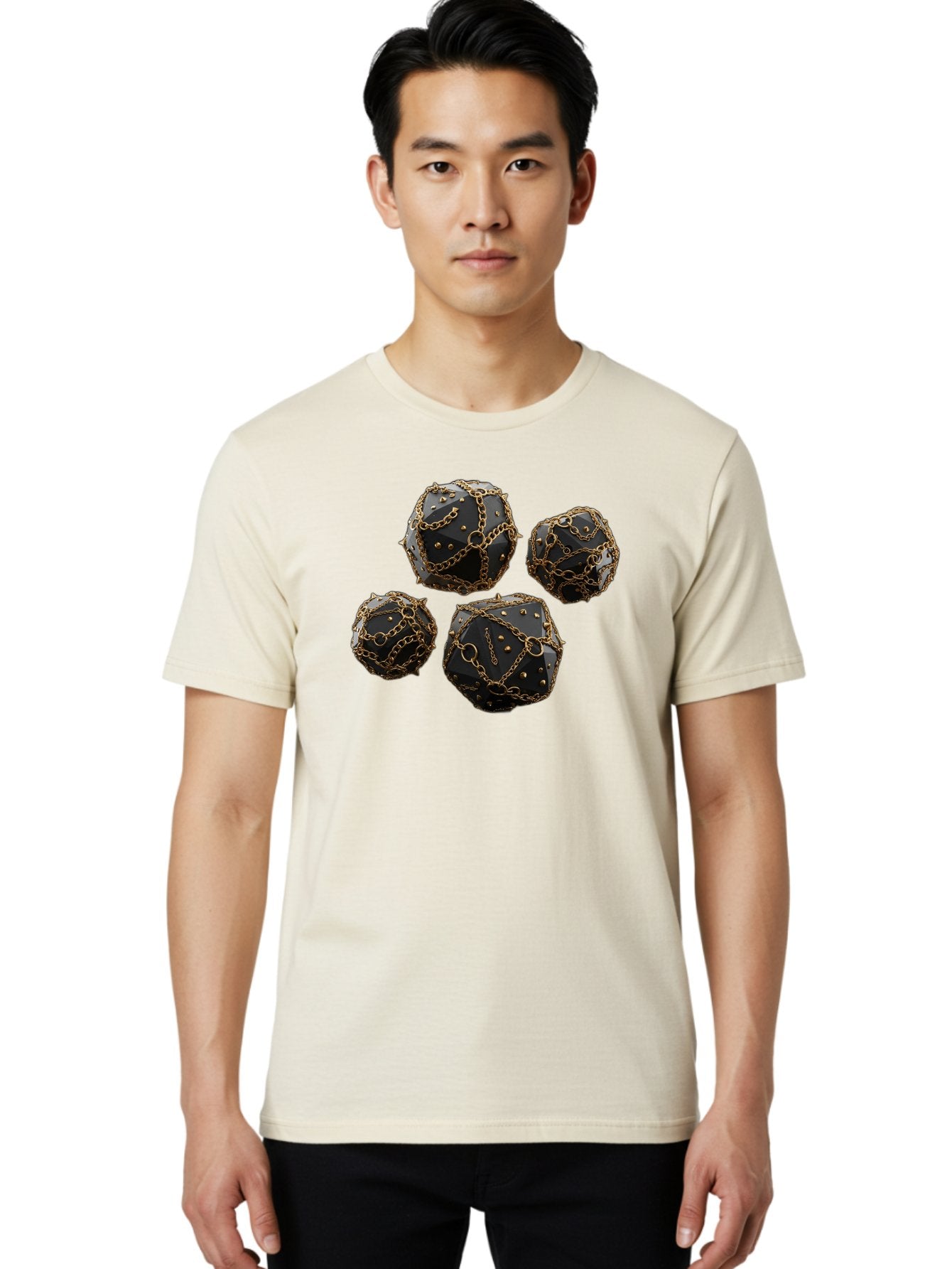 Mace Men'S Graphic Tee, 100% Cotton, Comfortable Casual Summer Wear, Machine Washable, Medieval Spiked Balls, Chain Wrapped, Black And Gold, Historical Warfare, Gothic Design, Heavy Metal, Dark Fantasy, Chainmail Bad287 26