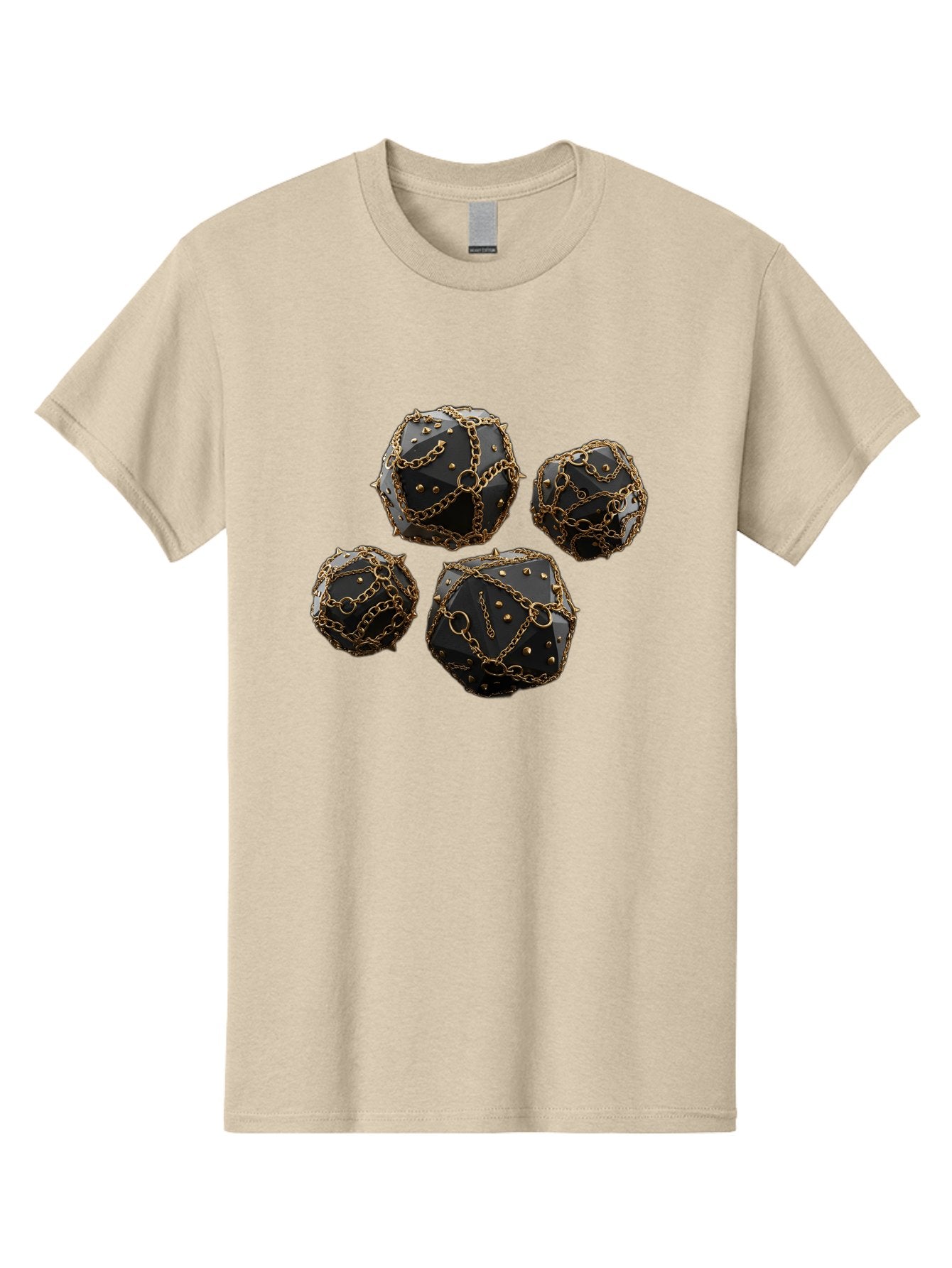 Mace Men'S Graphic Tee, 100% Cotton, Comfortable Casual Summer Wear, Machine Washable, Medieval Spiked Balls, Chain Wrapped, Black And Gold, Historical Warfare, Gothic Design, Heavy Metal, Dark Fantasy, Chainmail Bad287 14
