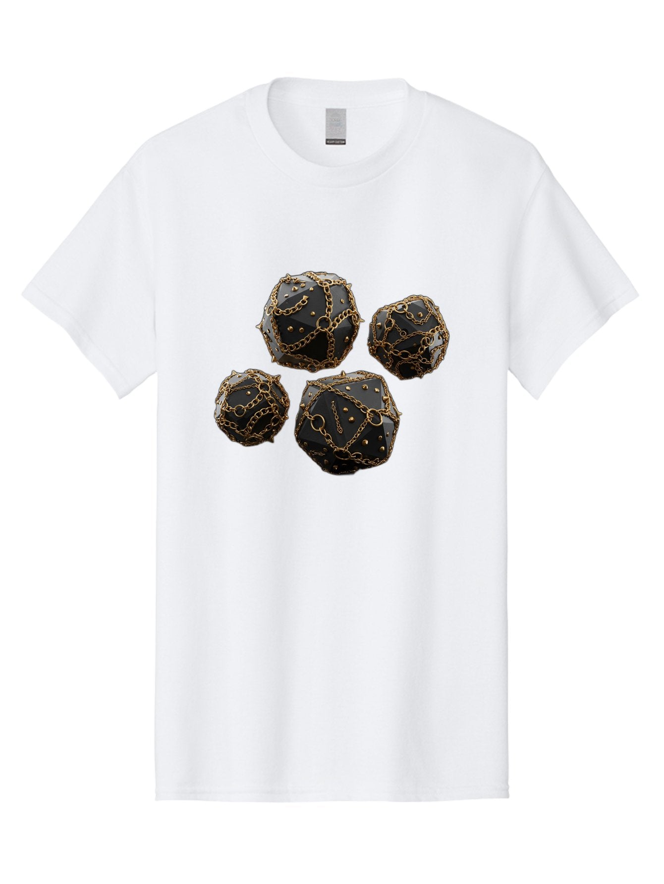 Mace Men'S Graphic Tee, 100% Cotton, Comfortable Casual Summer Wear, Machine Washable, Medieval Spiked Balls, Chain Wrapped, Black And Gold, Historical Warfare, Gothic Design, Heavy Metal, Dark Fantasy, Chainmail Bad287 8