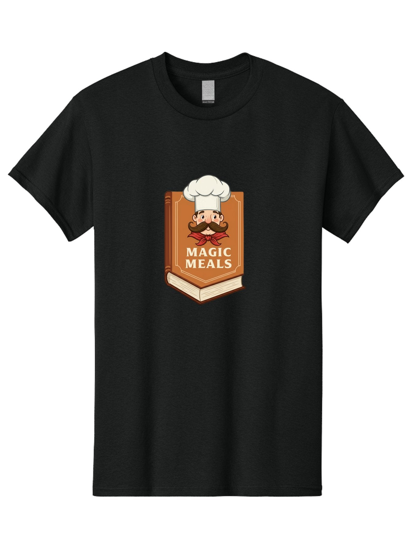 Magic-Meals Men'S Graphic Tee, 100% Cotton, Comfortable Casual Summer Wear, Machine Washable, Cookbook, Chef Hat, Mustachioed Chef, Recipe Book, Culinary Delights, Cooking Inspiration, Foodie, Gourmet Meals Bad289 3