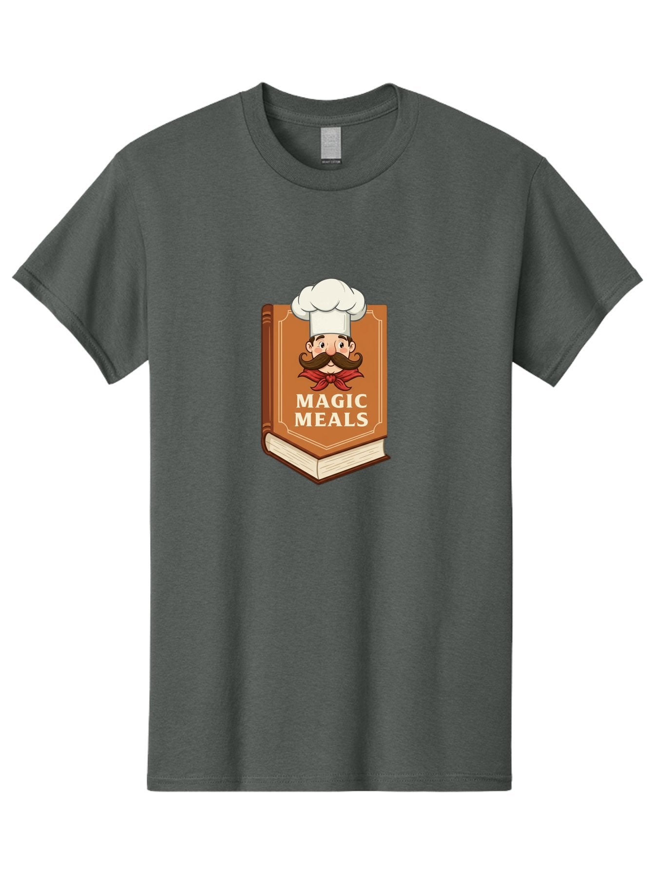 Magic-Meals Men'S Graphic Tee, 100% Cotton, Comfortable Casual Summer Wear, Machine Washable, Cookbook, Chef Hat, Mustachioed Chef, Recipe Book, Culinary Delights, Cooking Inspiration, Foodie, Gourmet Meals Bad289 9