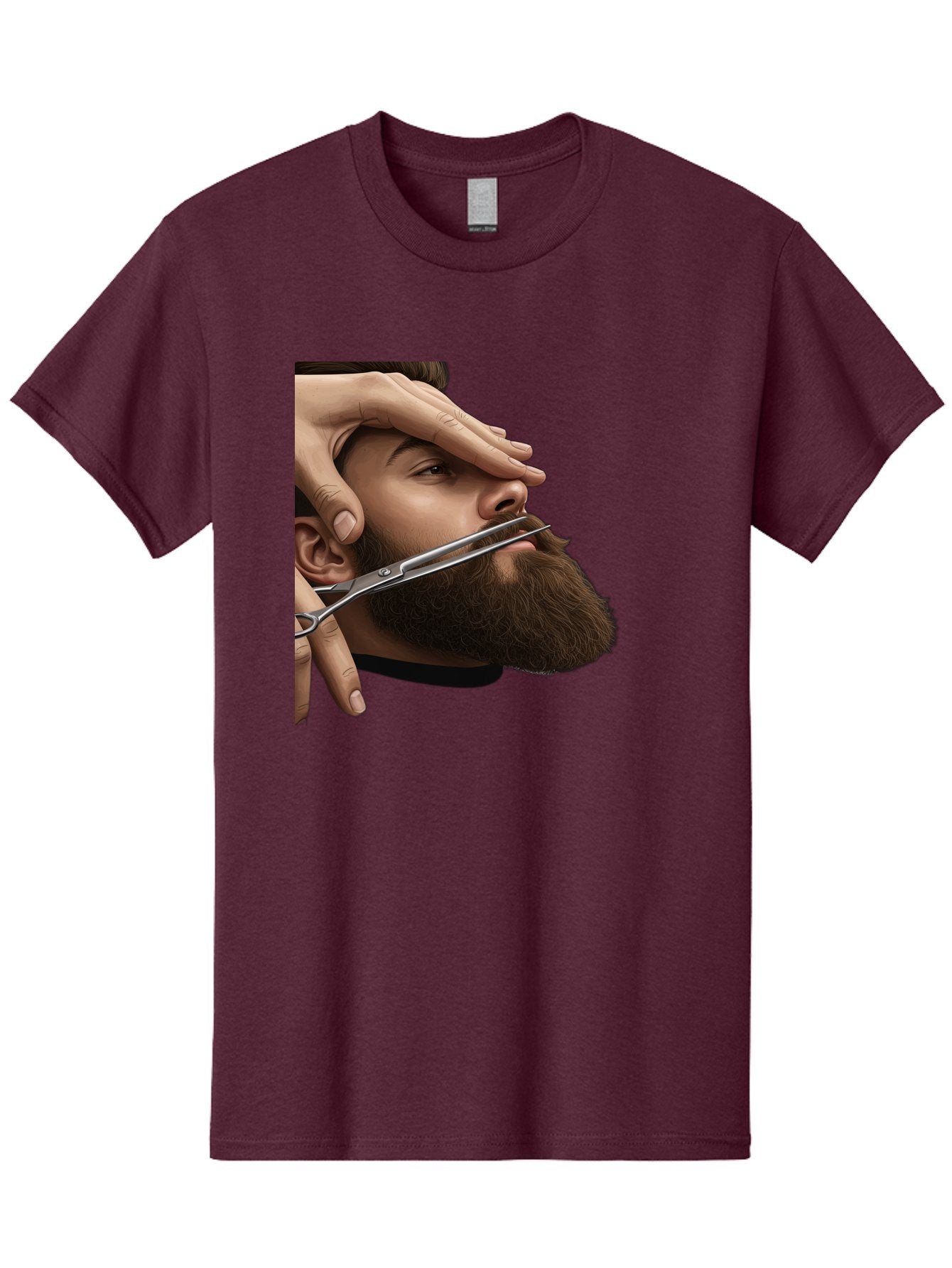 Man-Getting-Beard-Trimmed Men'S Graphic Tee, 100% Cotton, Comfortable Casual Summer Wear, Machine Washable, Beard Grooming, Beard Trimming, Barber Services, Men'S Grooming, Beard Care, Scissors Cutting Beard, Precise Cut, Stylish Beard Bad292 3