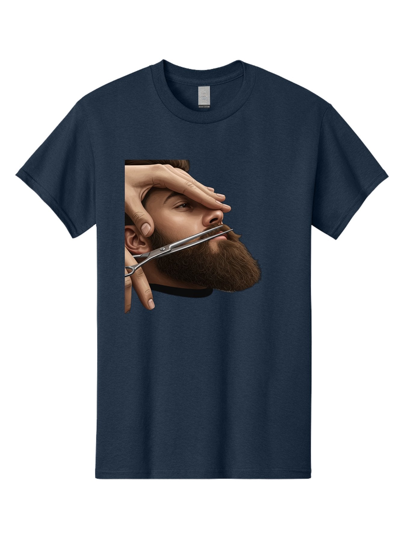 Man-Getting-Beard-Trimmed Men'S Graphic Tee, 100% Cotton, Comfortable Casual Summer Wear, Machine Washable, Beard Grooming, Beard Trimming, Barber Services, Men'S Grooming, Beard Care, Scissors Cutting Beard, Precise Cut, Stylish Beard Bad292 13
