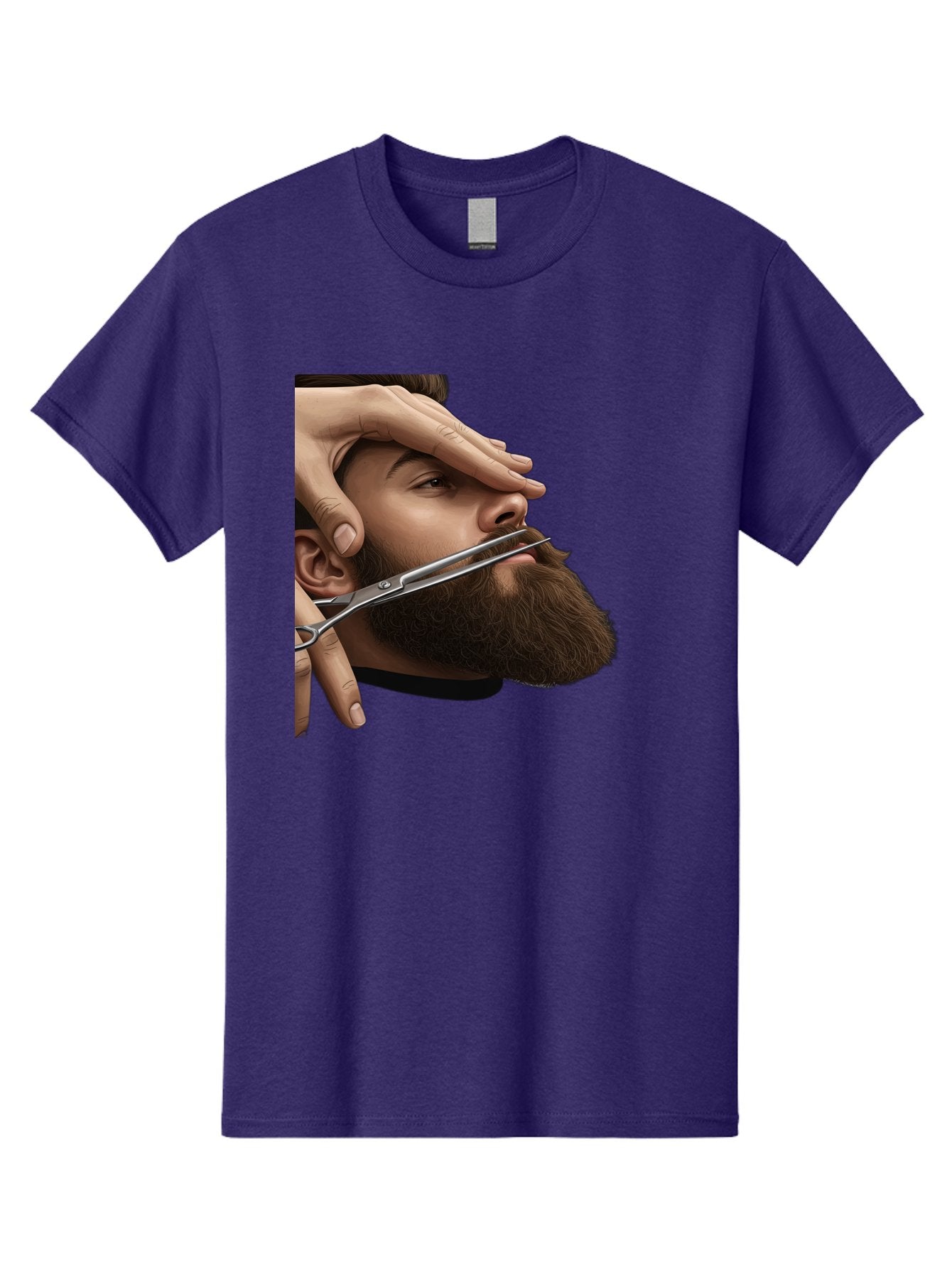 Man-Getting-Beard-Trimmed Men'S Graphic Tee, 100% Cotton, Comfortable Casual Summer Wear, Machine Washable, Beard Grooming, Beard Trimming, Barber Services, Men'S Grooming, Beard Care, Scissors Cutting Beard, Precise Cut, Stylish Beard Bad292
