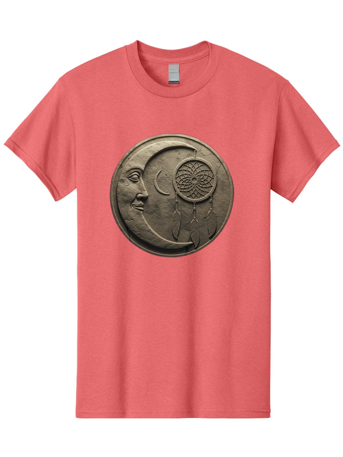 Man-In-The-Moon-Dreamcatcher-Plaque Men'S Graphic Tee, 100% Cotton, Comfortable Casual Summer Wear, Machine Washable, Dreamcatcher, Moon Face, Mystical Symbol, Spiritual Charm, Native American Culture, Handmade Art, Spiritual Protection, Bad293 11