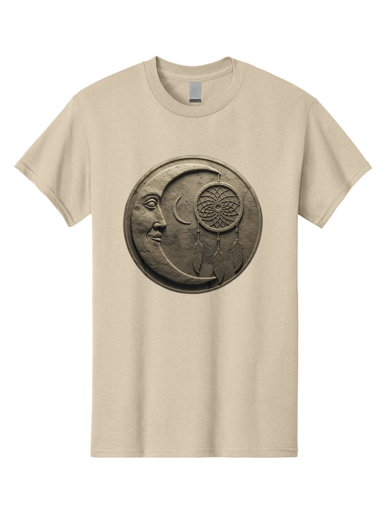 Man-In-The-Moon-Dreamcatcher-Plaque Men'S Graphic Tee, 100% Cotton, Comfortable Casual Summer Wear, Machine Washable, Dreamcatcher, Moon Face, Mystical Symbol, Spiritual Charm, Native American Culture, Handmade Art, Spiritual Protection, Bad293 14