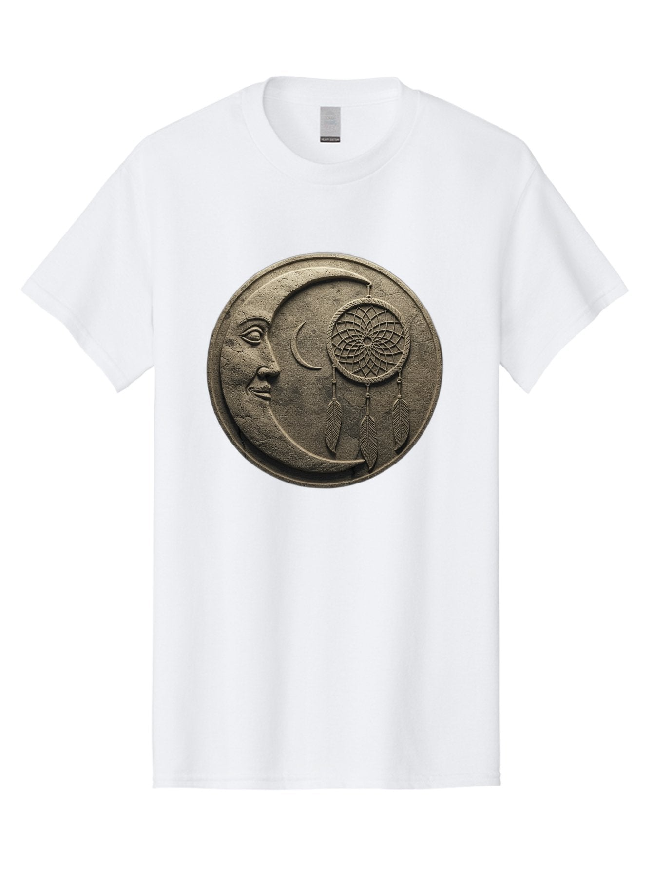 Man-In-The-Moon-Dreamcatcher-Plaque Men'S Graphic Tee, 100% Cotton, Comfortable Casual Summer Wear, Machine Washable, Dreamcatcher, Moon Face, Mystical Symbol, Spiritual Charm, Native American Culture, Handmade Art, Spiritual Protection, Bad293 7