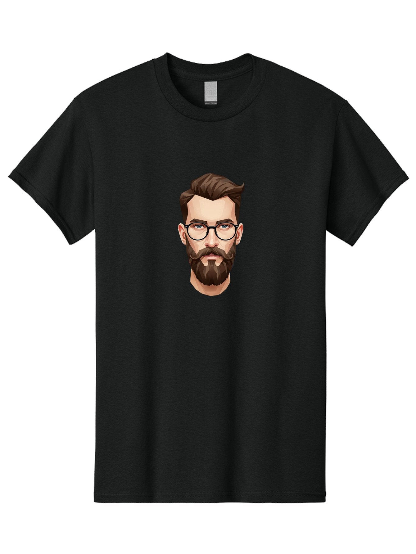 Man-With-Beard-And-Glasses Men'S Graphic Tee, 100% Cotton, Comfortable Casual Summer Wear, Machine Washable, Cartoon Man, Bearded Man, Stylish Glasses, Blue Eyes, Brown Hair, Trendy Look, Hipster Style, Modern Illustration, Digital Art, Bad294 14