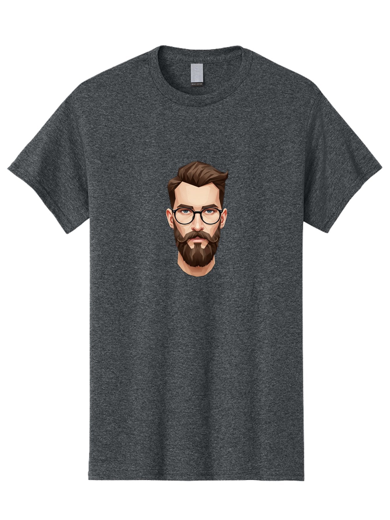 Man-With-Beard-And-Glasses Men'S Graphic Tee, 100% Cotton, Comfortable Casual Summer Wear, Machine Washable, Cartoon Man, Bearded Man, Stylish Glasses, Blue Eyes, Brown Hair, Trendy Look, Hipster Style, Modern Illustration, Digital Art, Bad294 4