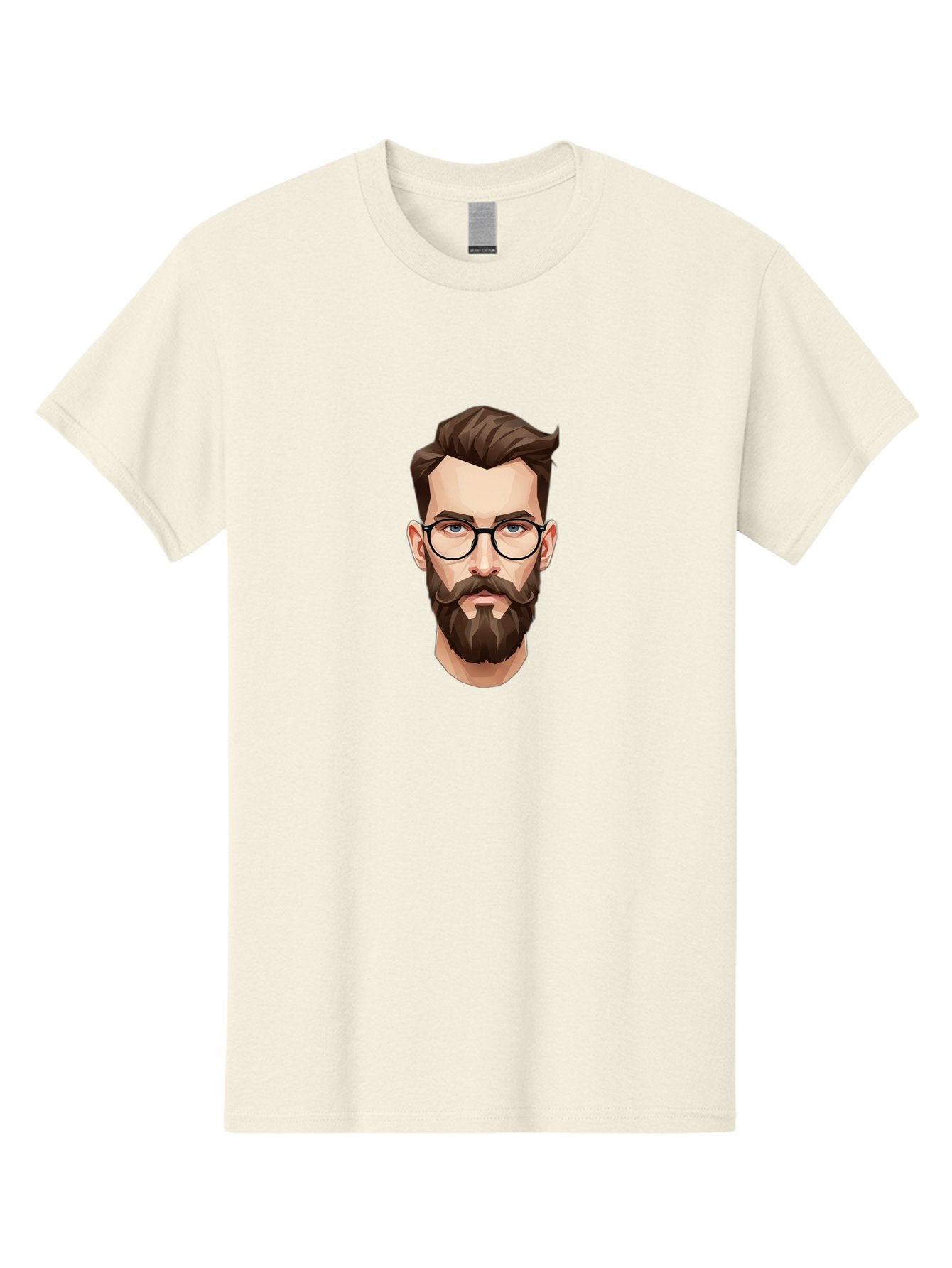 Man-With-Beard-And-Glasses Men'S Graphic Tee, 100% Cotton, Comfortable Casual Summer Wear, Machine Washable, Cartoon Man, Bearded Man, Stylish Glasses, Blue Eyes, Brown Hair, Trendy Look, Hipster Style, Modern Illustration, Digital Art, Bad294 9