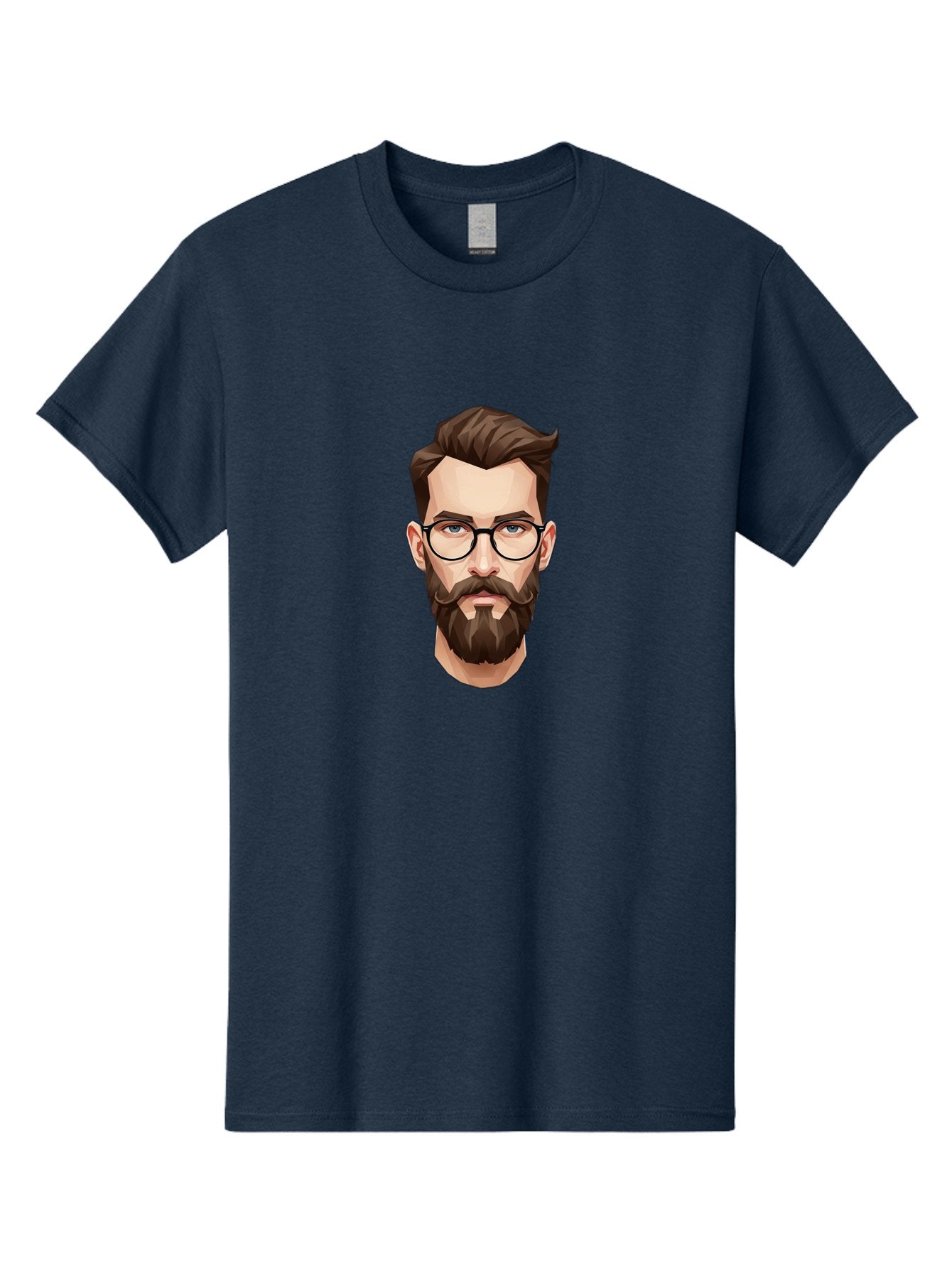 Man-With-Beard-And-Glasses Men'S Graphic Tee, 100% Cotton, Comfortable Casual Summer Wear, Machine Washable, Cartoon Man, Bearded Man, Stylish Glasses, Blue Eyes, Brown Hair, Trendy Look, Hipster Style, Modern Illustration, Digital Art, Bad294 6