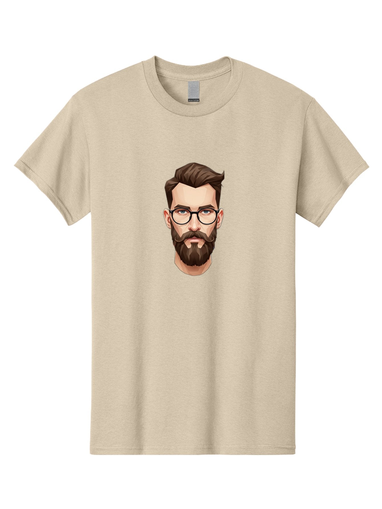 Man-With-Beard-And-Glasses Men'S Graphic Tee, 100% Cotton, Comfortable Casual Summer Wear, Machine Washable, Cartoon Man, Bearded Man, Stylish Glasses, Blue Eyes, Brown Hair, Trendy Look, Hipster Style, Modern Illustration, Digital Art, Bad294 13