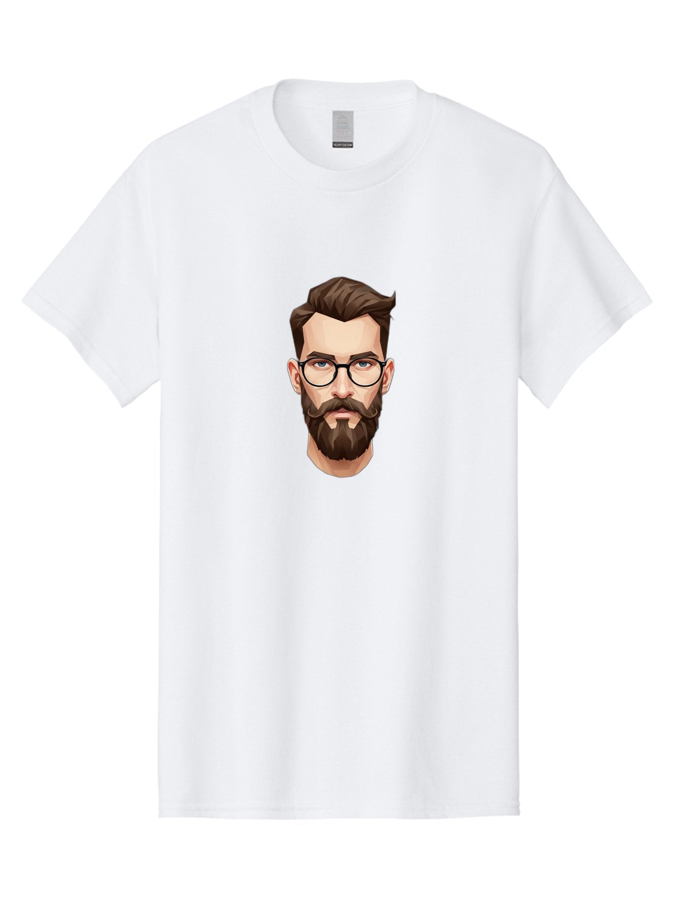 Man-With-Beard-And-Glasses Men'S Graphic Tee, 100% Cotton, Comfortable Casual Summer Wear, Machine Washable, Cartoon Man, Bearded Man, Stylish Glasses, Blue Eyes, Brown Hair, Trendy Look, Hipster Style, Modern Illustration, Digital Art, Bad294 11