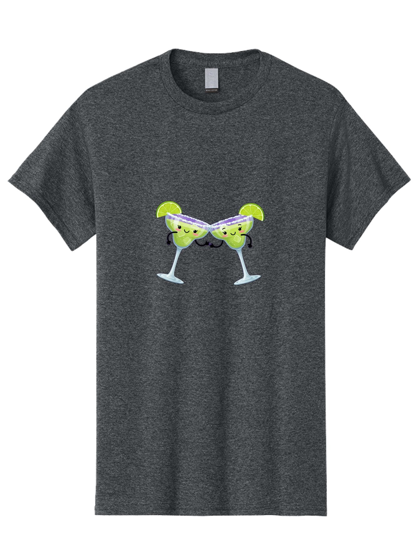 Margaritas Men'S Graphic Tee, 100% Cotton, Comfortable Casual Summer Wear, Machine Washable, Cartoon Cocktail Glasses, Margarita Glasses With Smiling Faces, Intertwined Stems, Lime Wedges, Happy Hour, Festive Drinks, Cocktail Party, Bad298 11