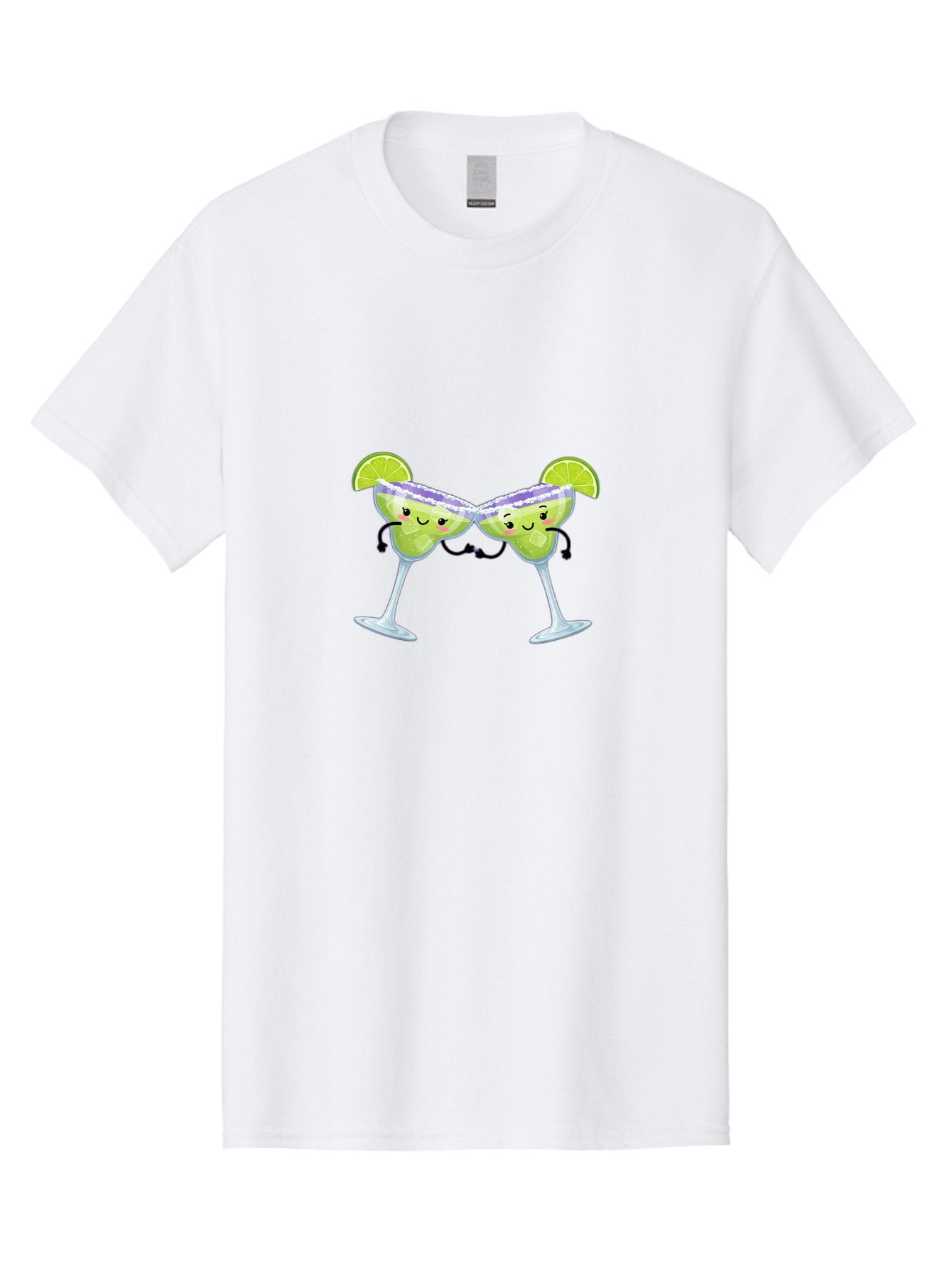Margaritas Men'S Graphic Tee, 100% Cotton, Comfortable Casual Summer Wear, Machine Washable, Cartoon Cocktail Glasses, Margarita Glasses With Smiling Faces, Intertwined Stems, Lime Wedges, Happy Hour, Festive Drinks, Cocktail Party, Bad298 8
