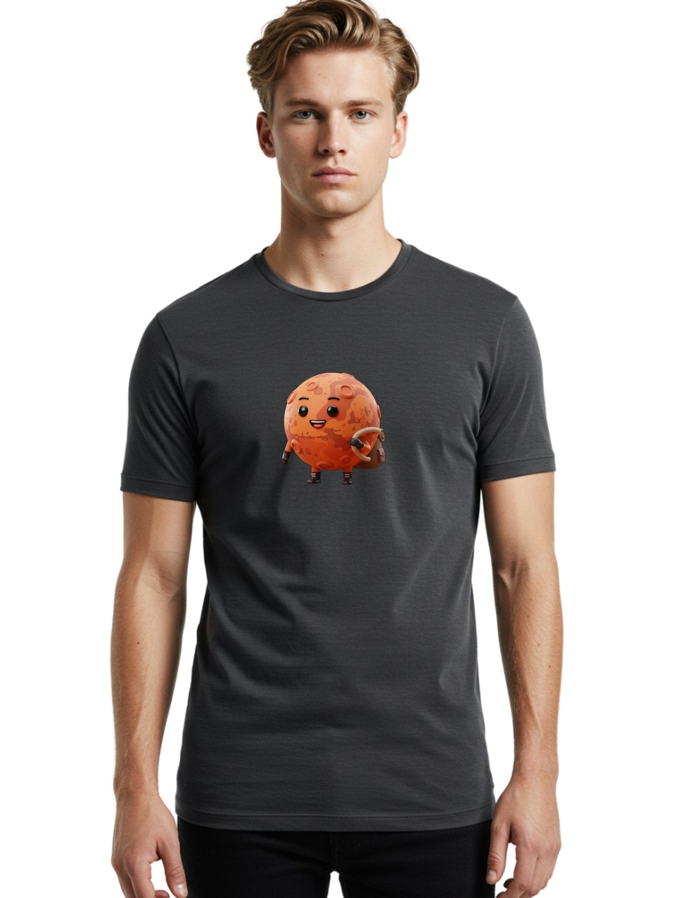 Mars-Character Men'S Graphic Tee, 100% Cotton, Comfortable Casual Summer Wear, Machine Washable, Cartoon Mars, Anthropomorphic Planet, Mars Character, Science Fiction, Planetary Character, Mars Illustration, Cute Mars, Mars Mascot, Bad300 29